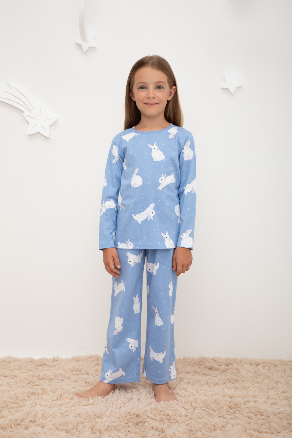 Пижама для девочки, артикул: К 1622, цвет: голубой