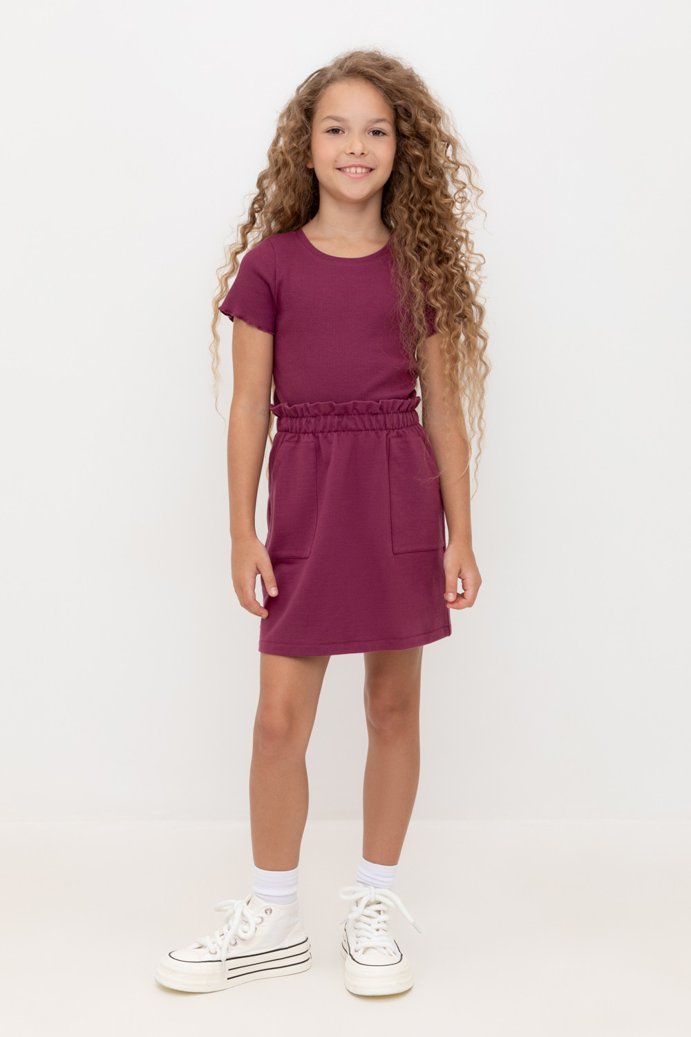 Юбка для девочки, артикул: КР 7141, цвет: бордовый
