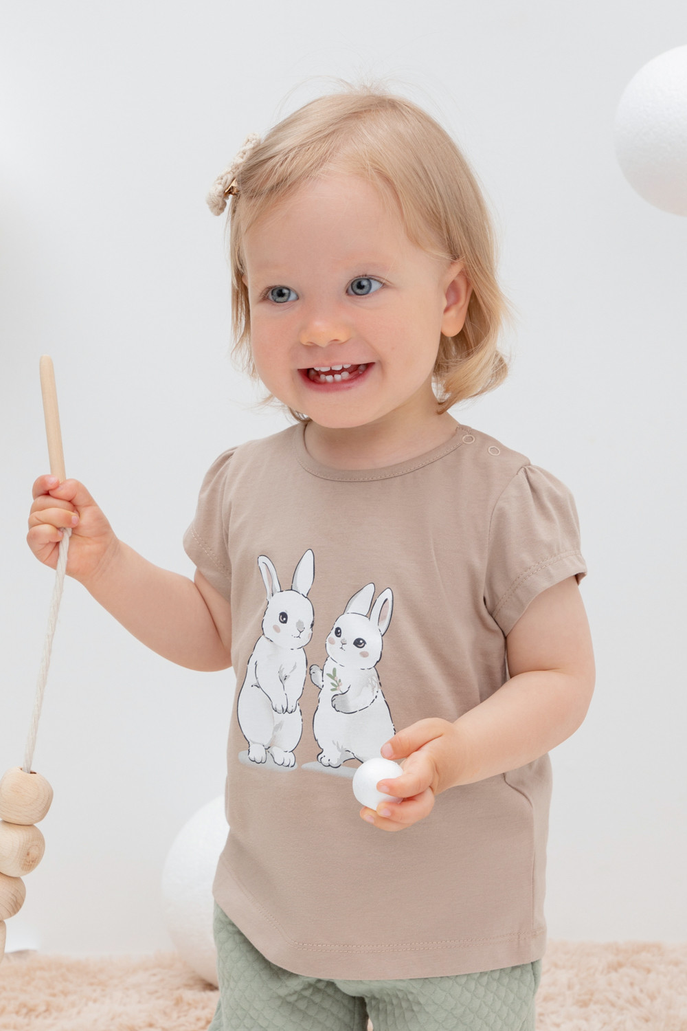 Футболка для девочки, артикул: КР 302260, цвет: бежевый