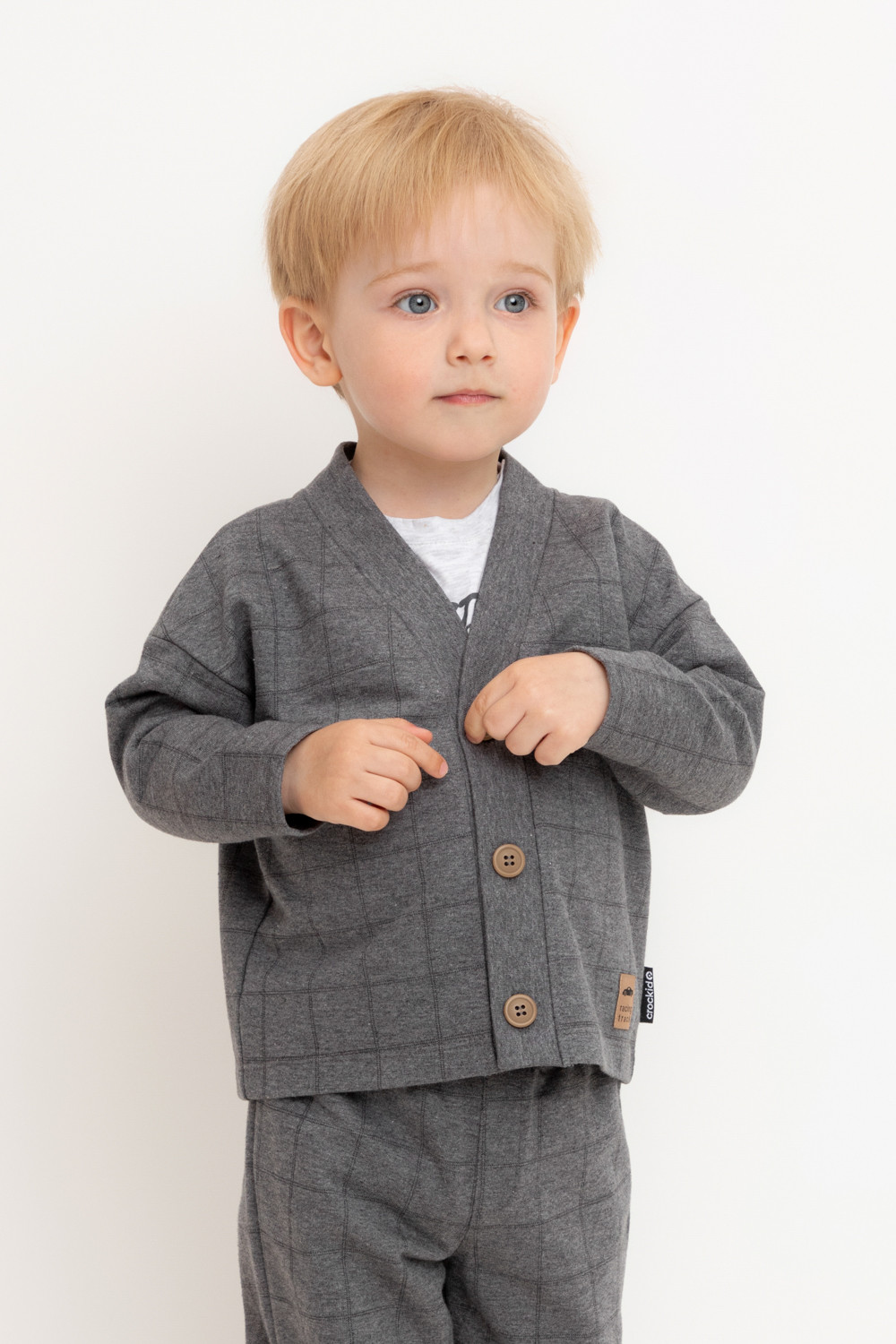 Жакет для мальчика, артикул: КР 302629, цвет: темно-серый