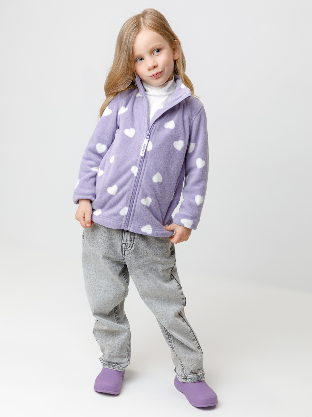 Куртка для девочки, артикул: ФЛ 34025-1/н/41 ГР, цвет: фиолетовый