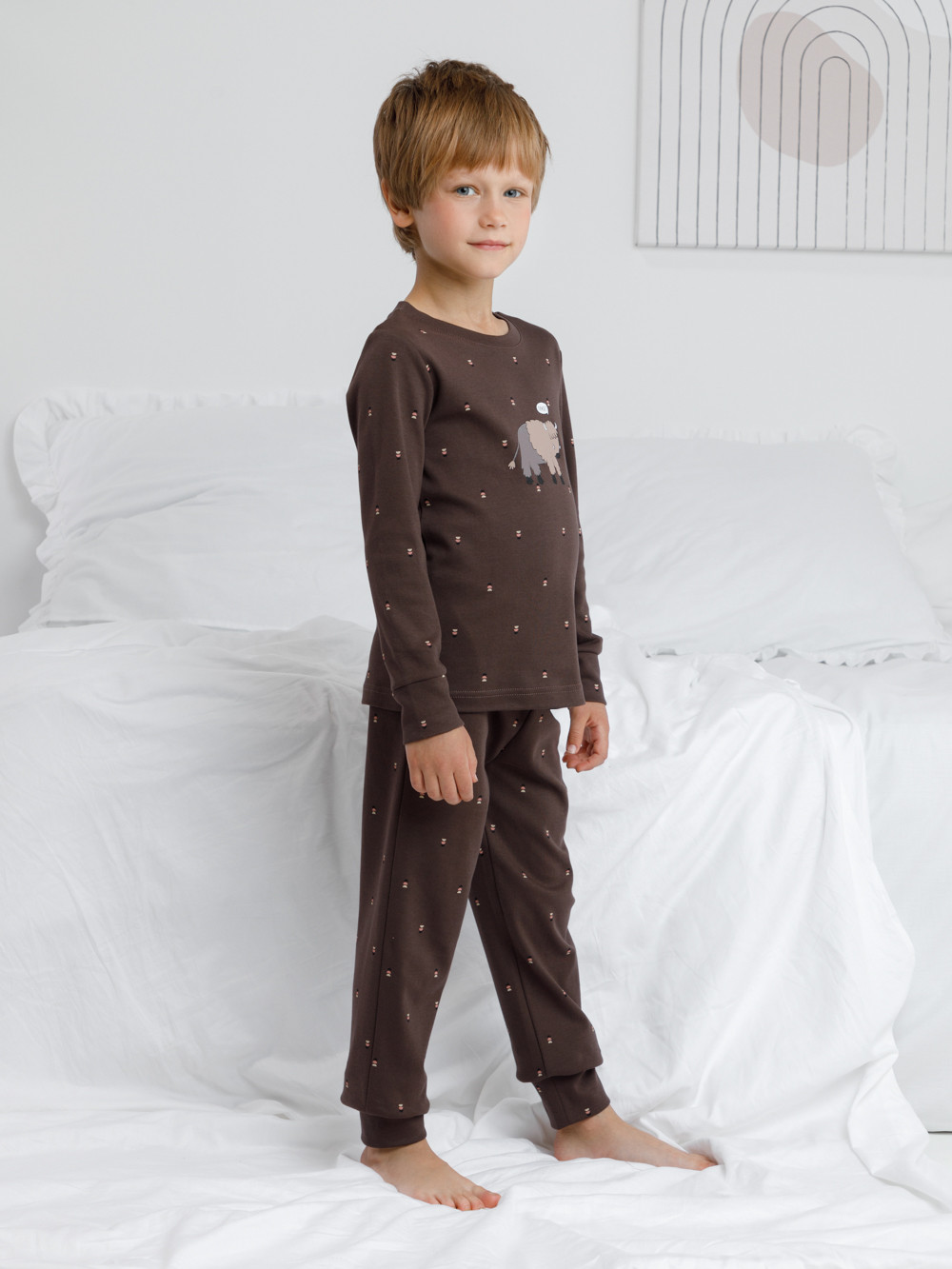 Пижама для мальчика, артикул: К 1621, цвет: коричневый