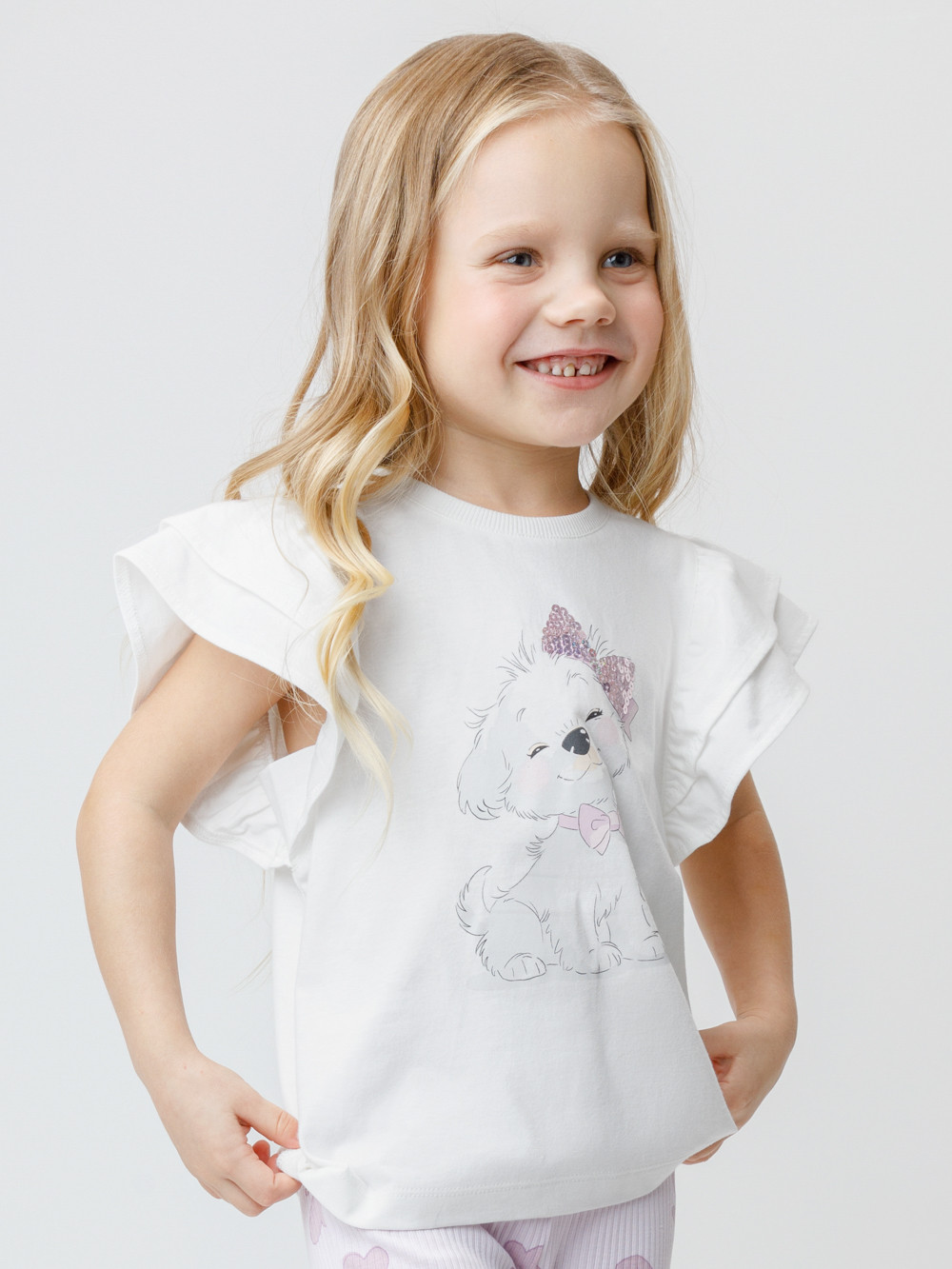 Футболка для девочки, артикул: КР 302708, цвет: сахар