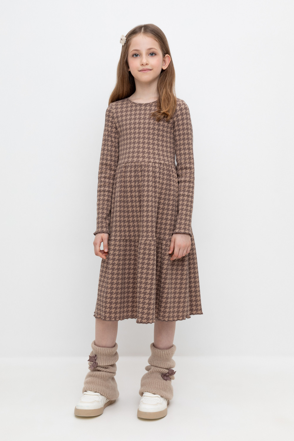 Платье для девочки, артикул: КР 5893, цвет: бежевый