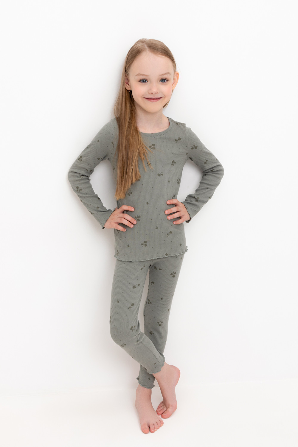 Пижама для девочки, артикул: К 1618, цвет: зеленый