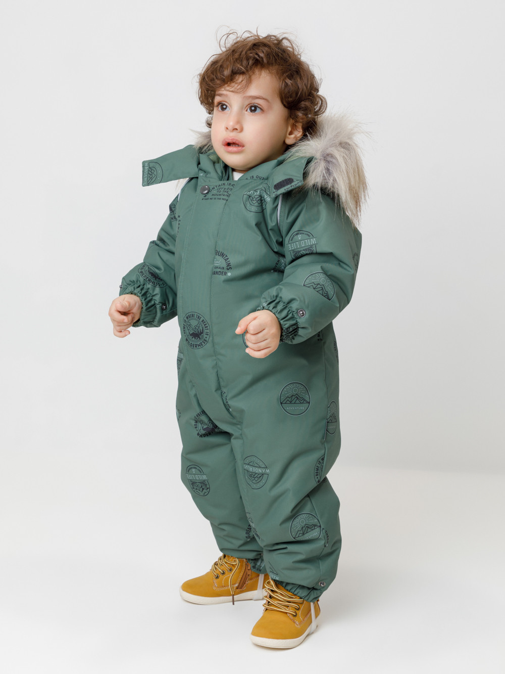 Комбинезоны утепленные для мальчика, артикул: ВК 60116/н/19 Ал, цвет: зеленый