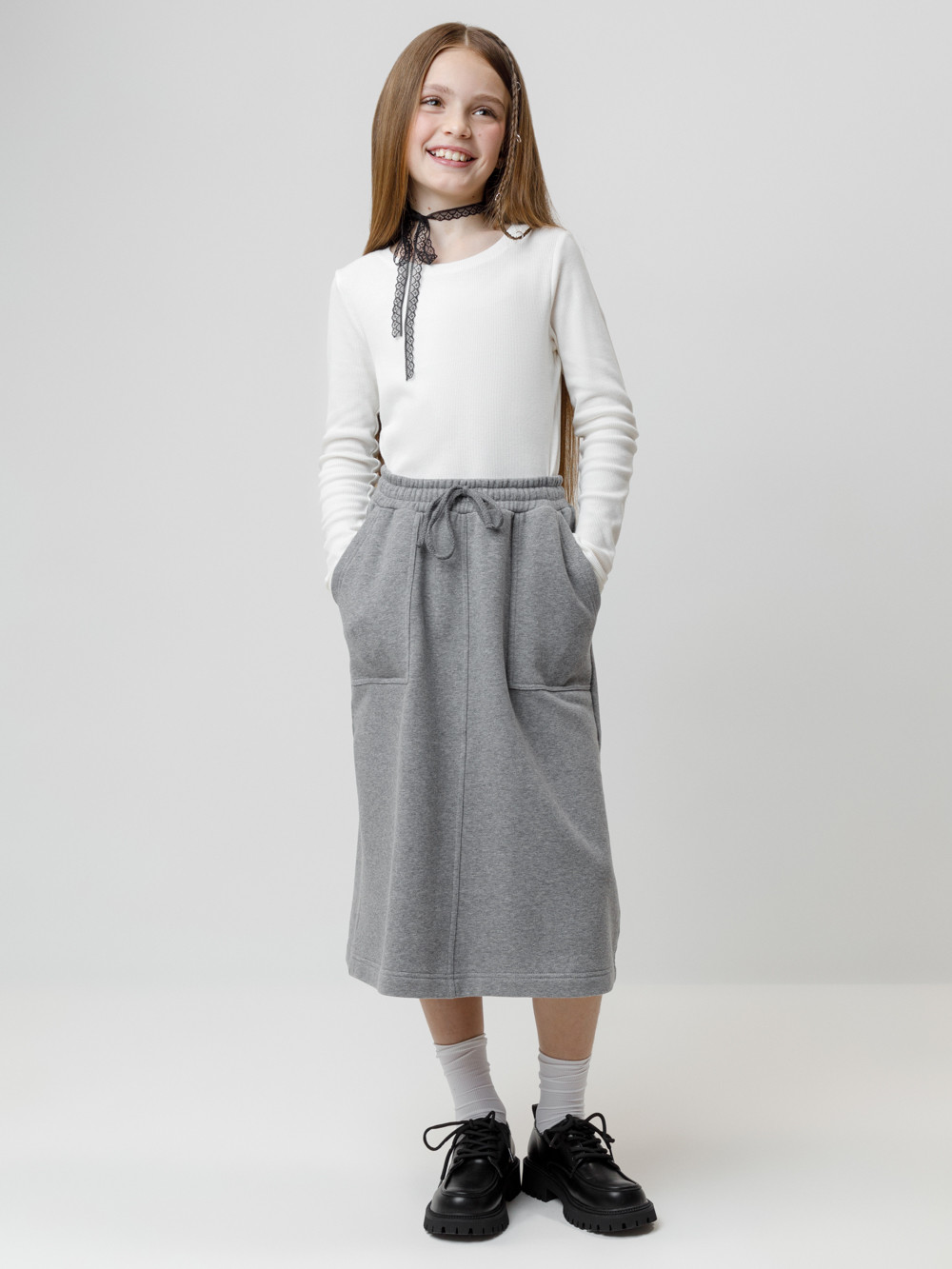 Юбка для девочки, артикул: КР 7151, цвет: серый