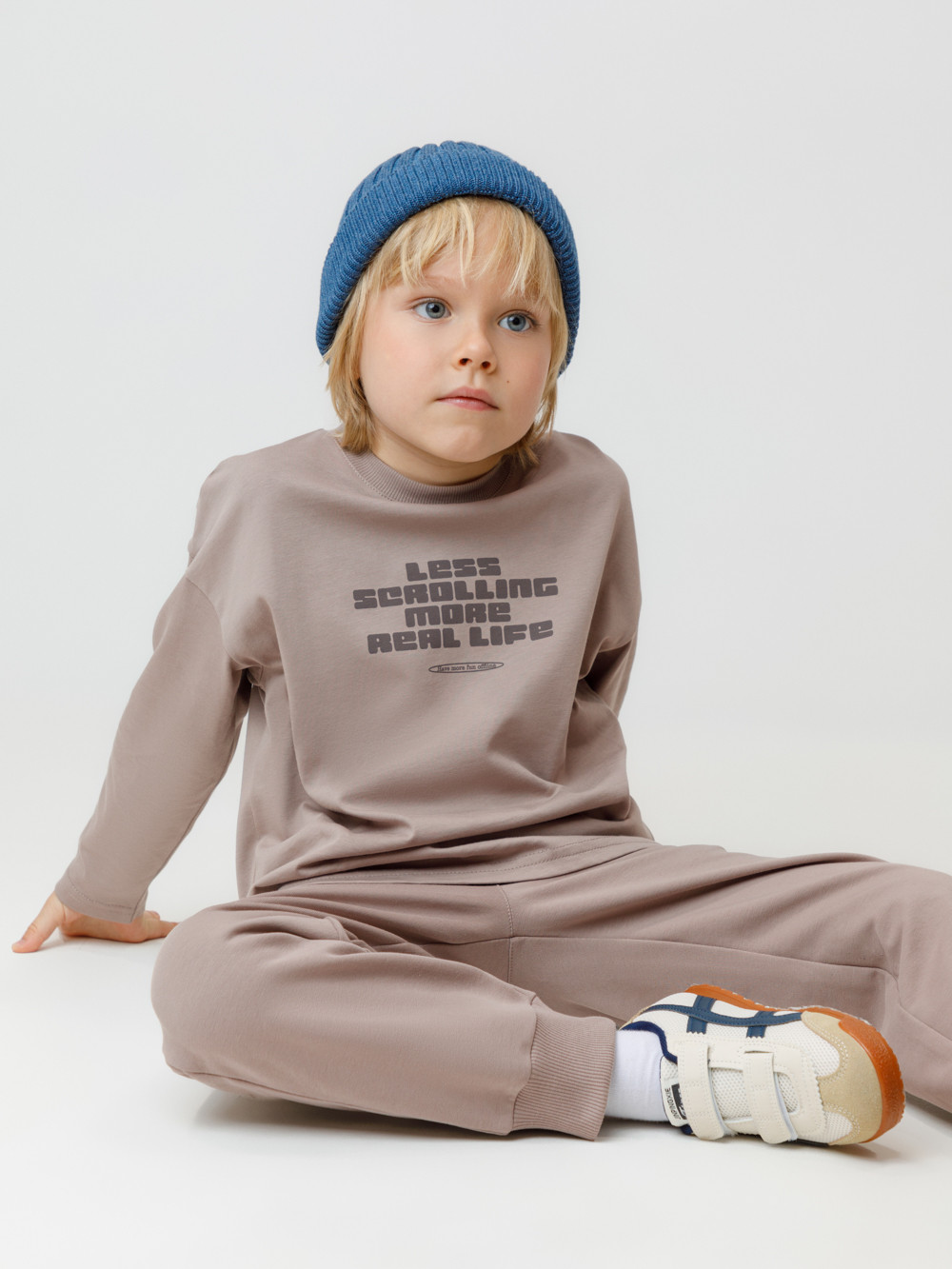 Лонгсливы для мальчика, артикул: МП 302892, цвет: коричневый