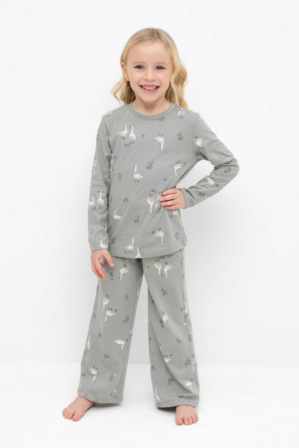 Пижама для девочки, артикул: К 1622, цвет: зеленый