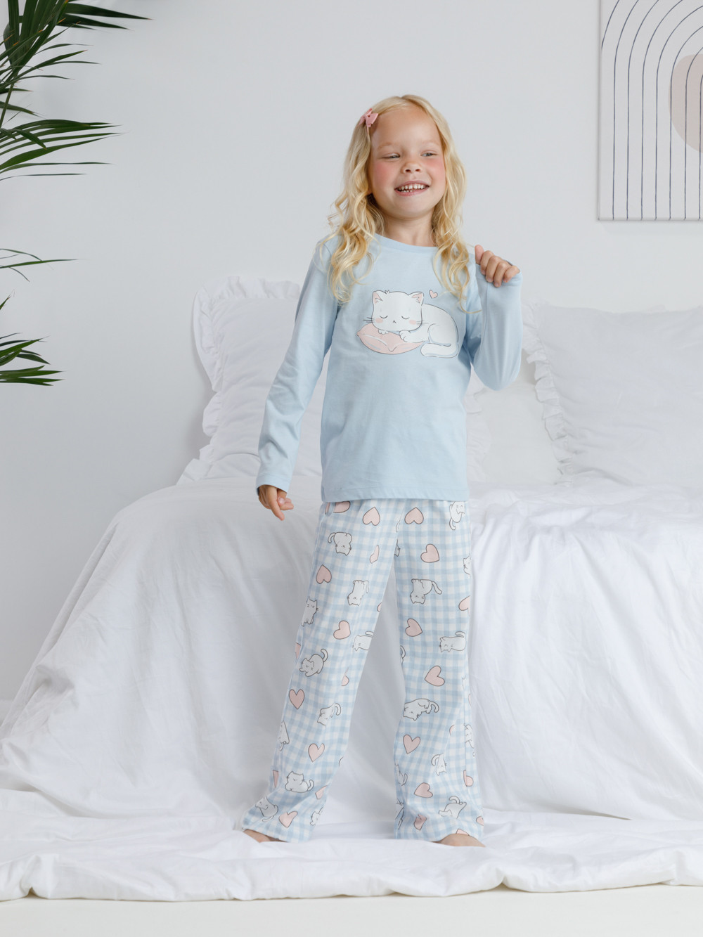 Пижама для девочки, артикул: К 1623, цвет: голубой