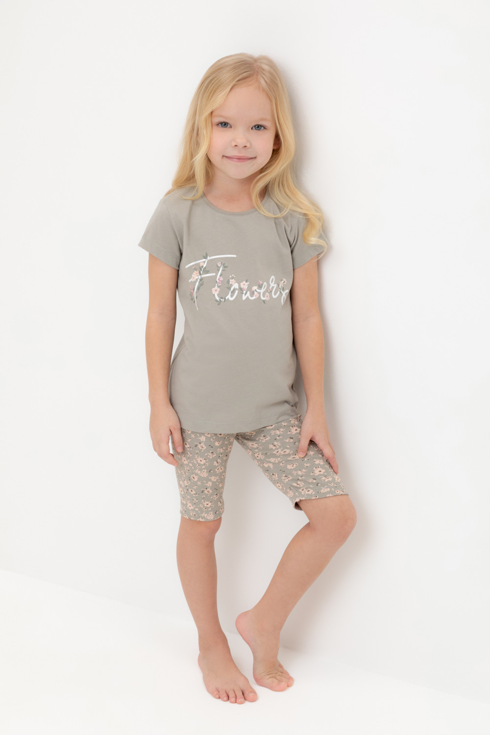 Пижама для девочки, артикул: К 1647-1, цвет: хаки