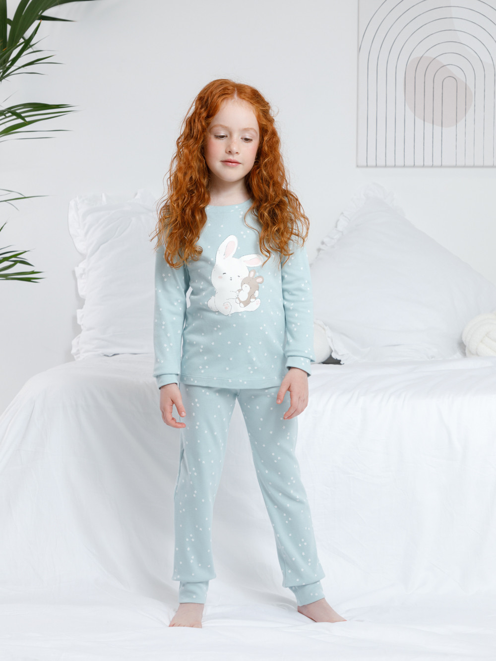 Пижама для девочки, артикул: К 1621, цвет: голубой