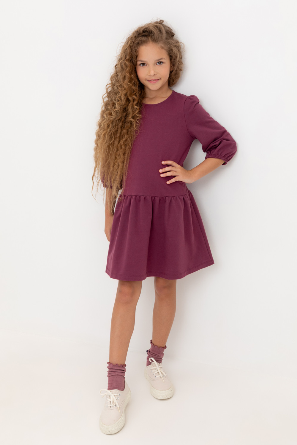 Платье для девочки, артикул: КР 5898, цвет: бордовый