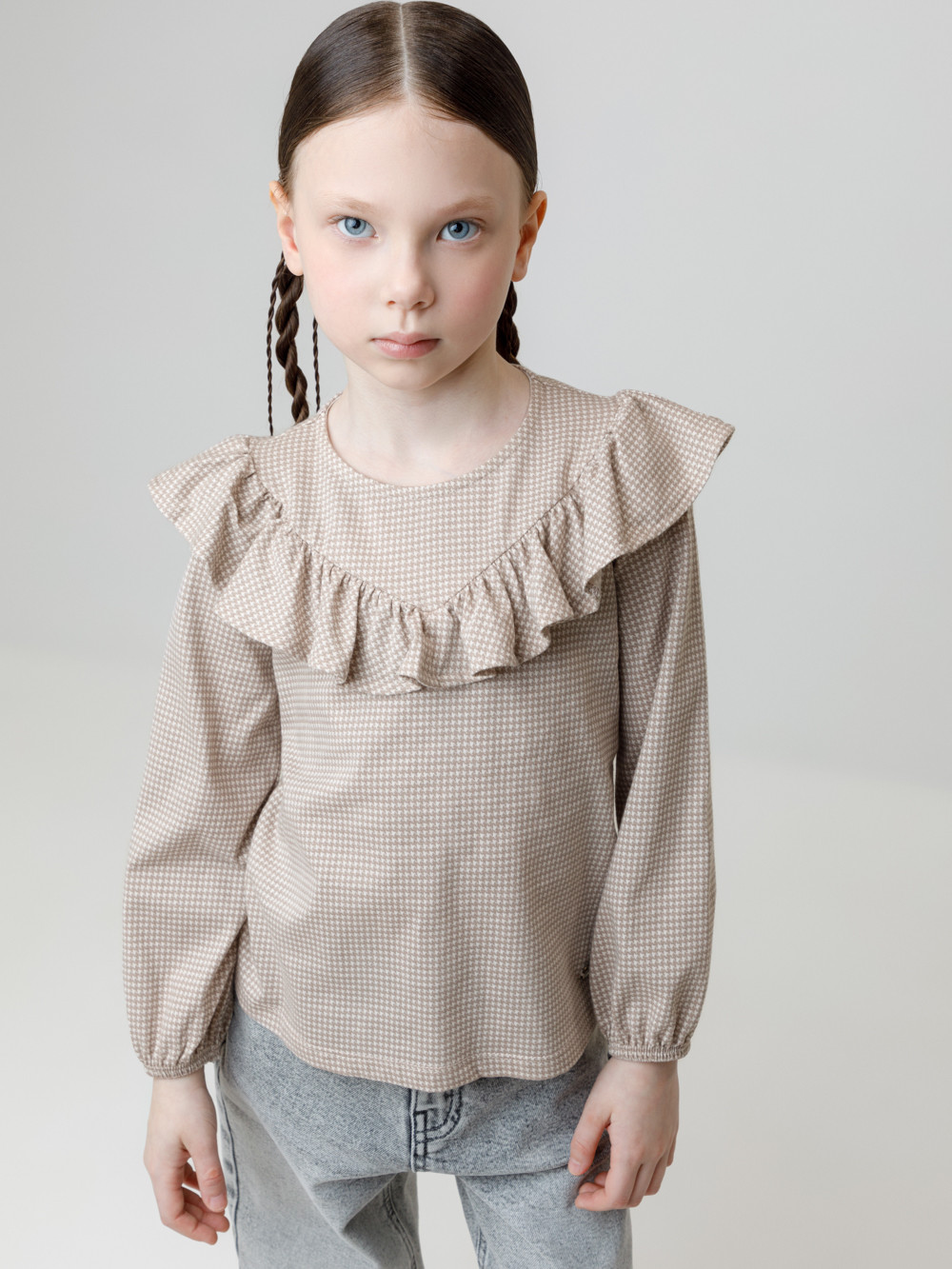 Блузка для девочки, артикул: КР 302177, цвет: бежевый