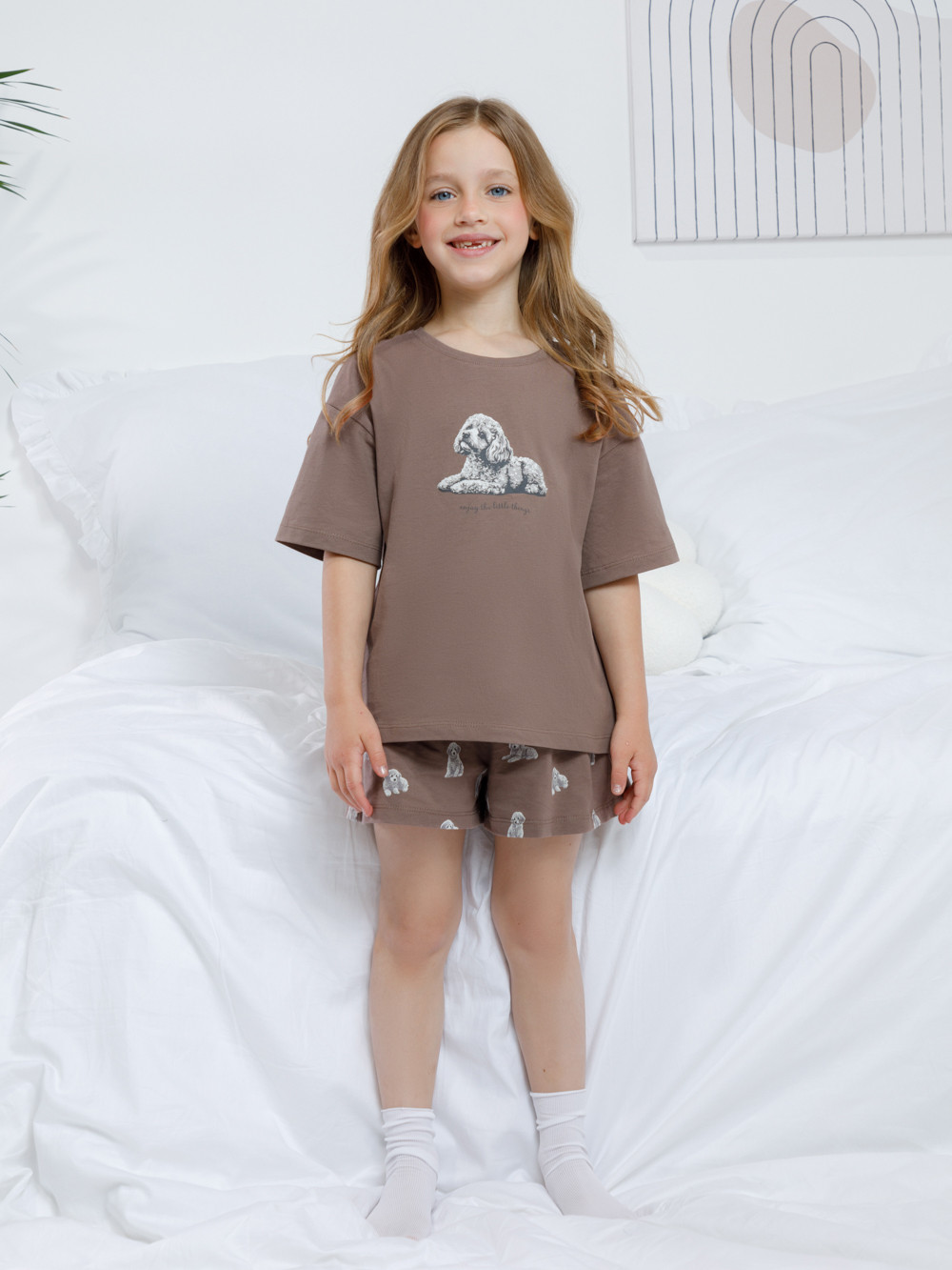 Пижама для девочки, артикул: МП 1658, цвет: коричневый