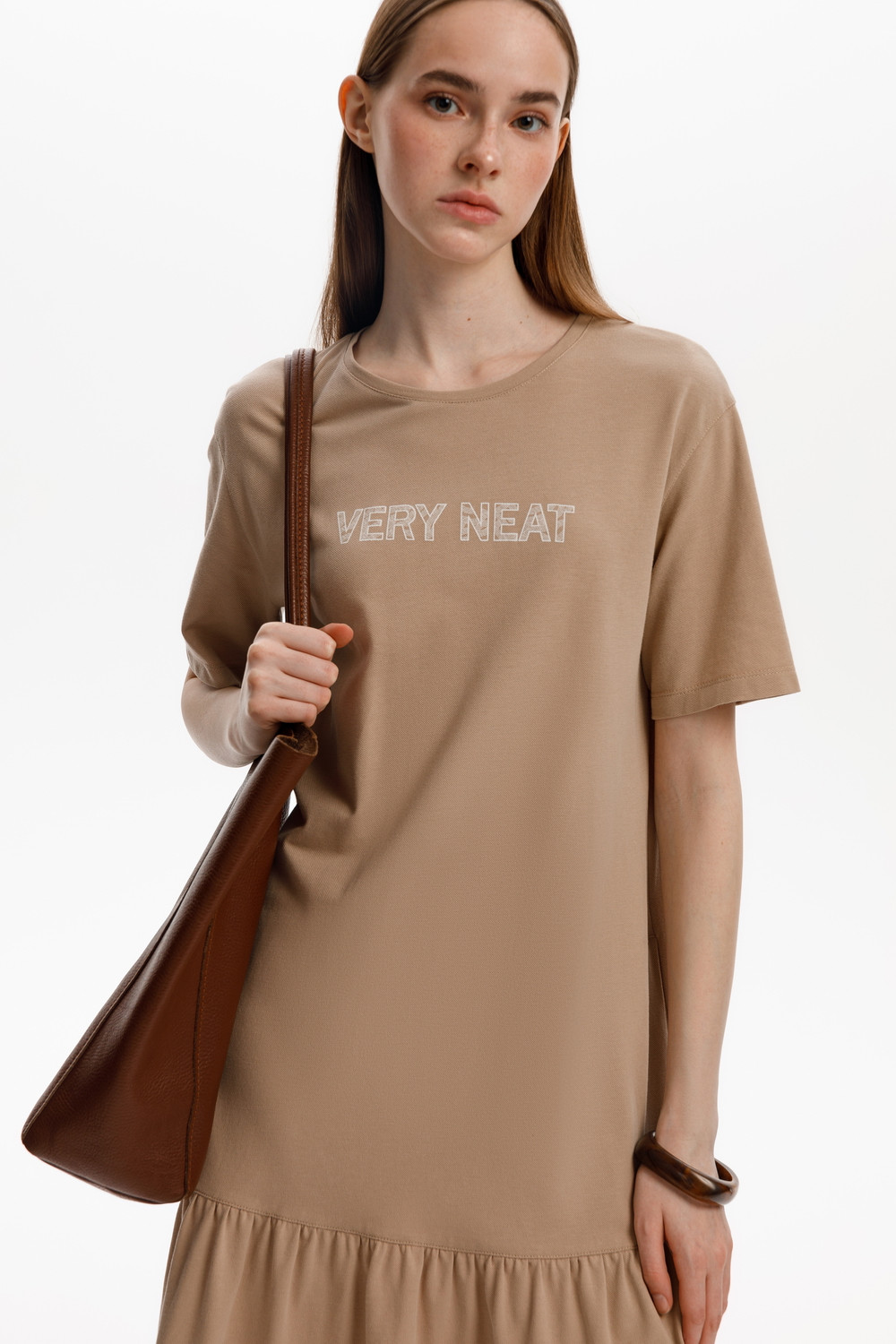 Платья женские для мам, артикул: ЕВТ 5075, цвет: бежевый