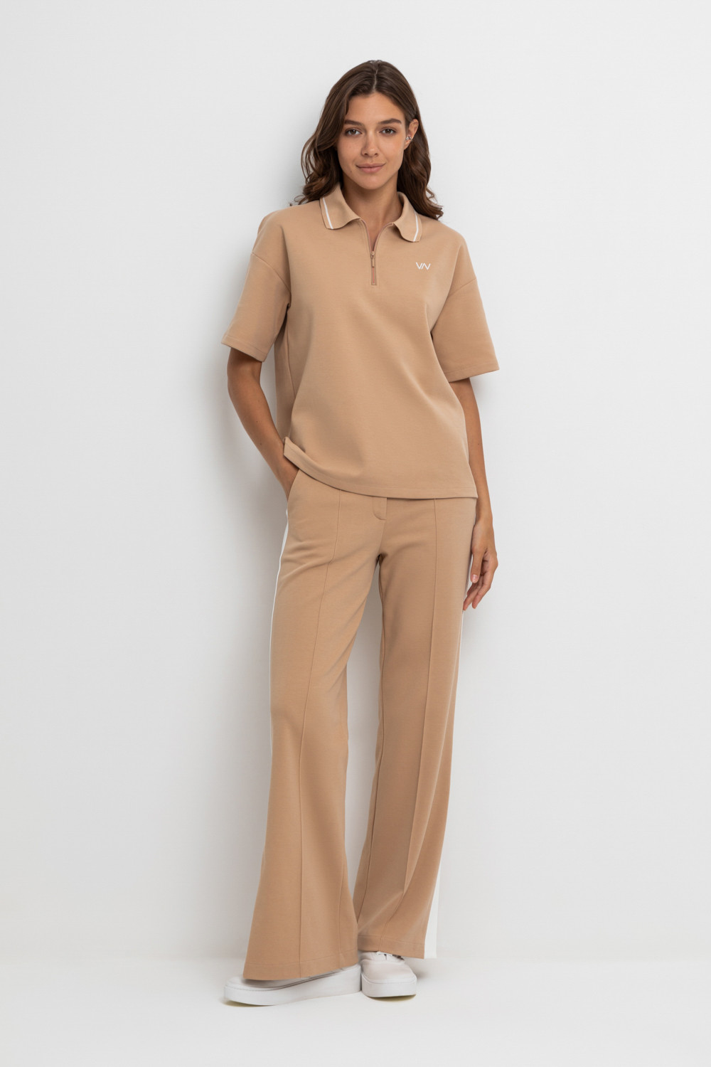 Брюки женские для мам, артикул: ЕВТ 4083, цвет: бежевый