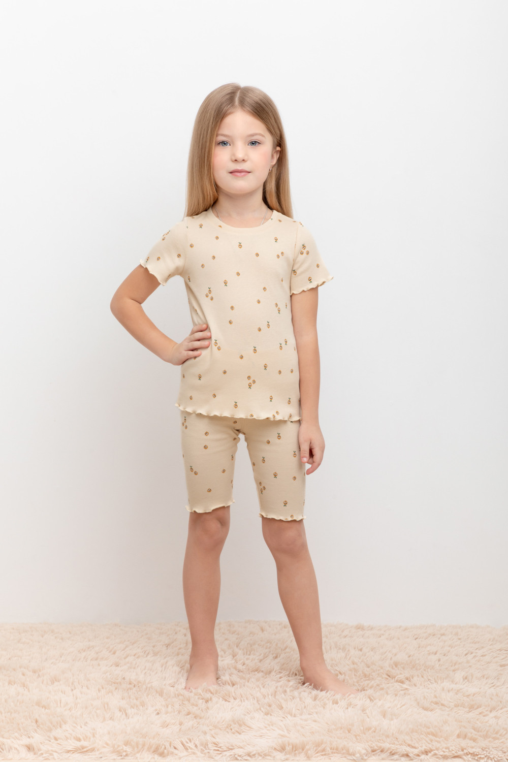 Пижама для девочки, артикул: К 1632-1, цвет: светло-бежевый