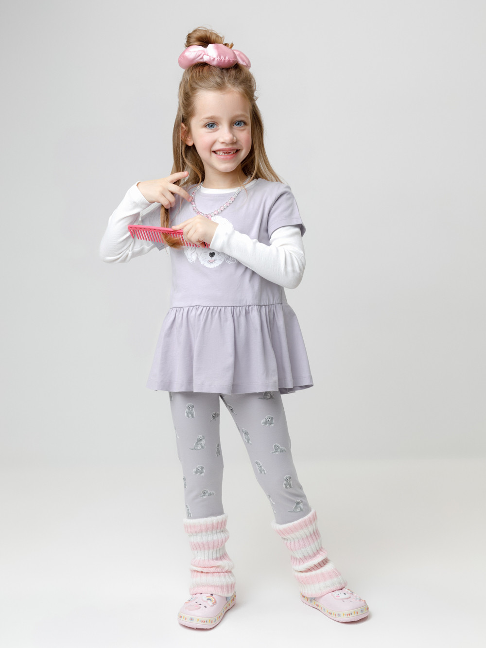 Лосины для девочки, артикул: КР 4074, цвет: фиолетовый