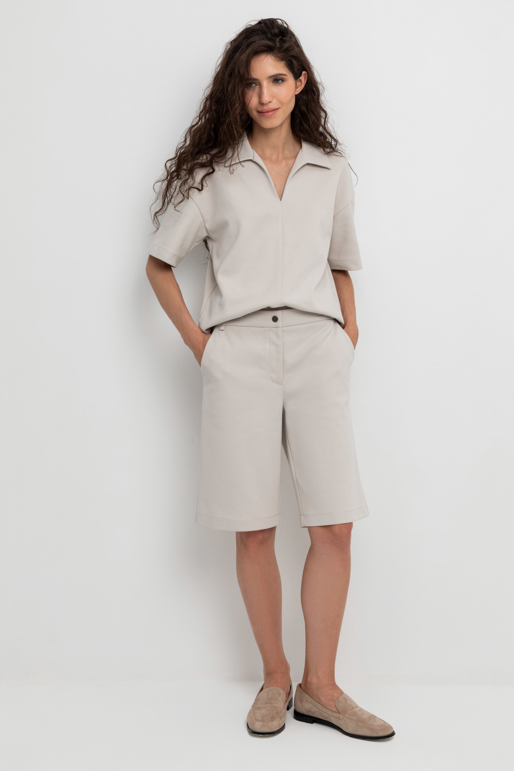 Шорты женские для мам, артикул: ЕВТ 4078, цвет: бежевый