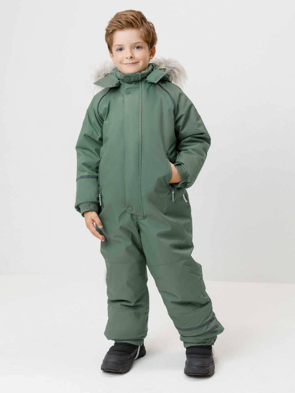 Комбинезоны утепленные для мальчика, артикул: ВК 60102/8 ГР (122-158), цвет: зеленый