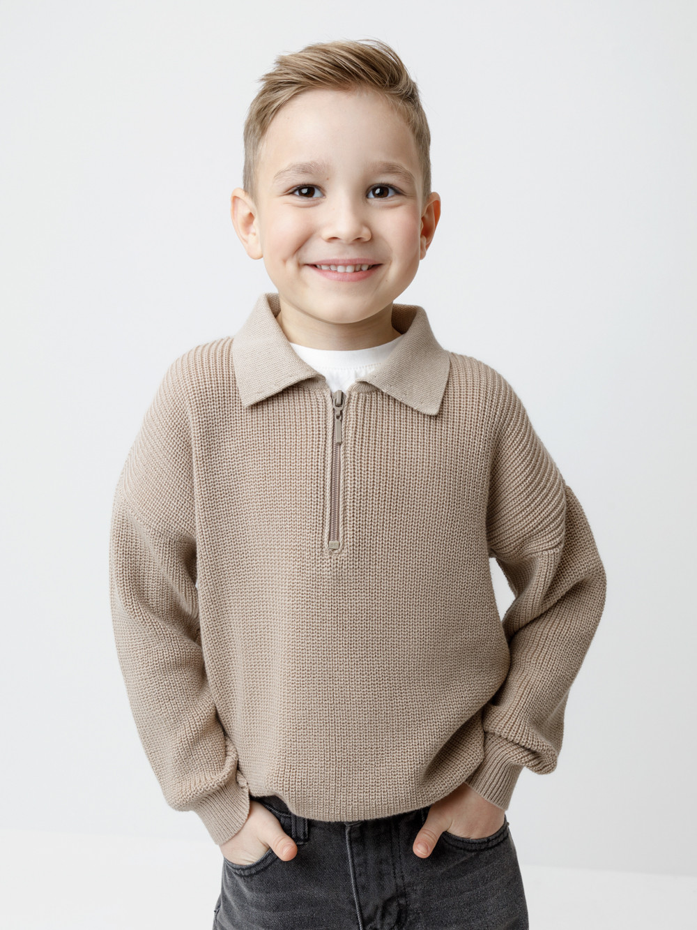 Джемпер для мальчика, артикул: КВ 30175, цвет: бежевый