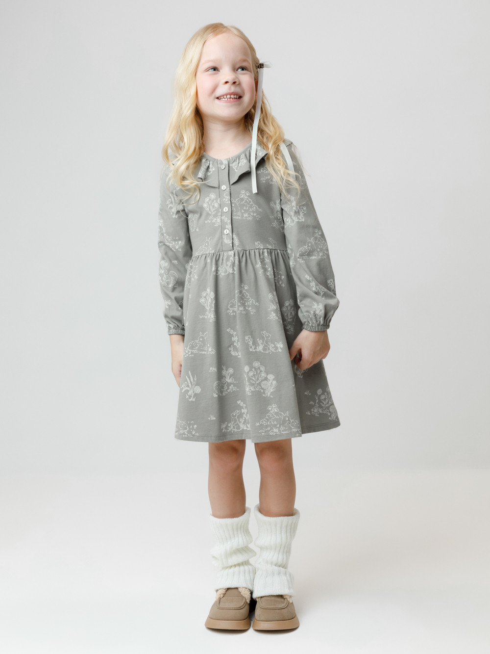 Платье для девочки, артикул: КР 5897, цвет: зеленый