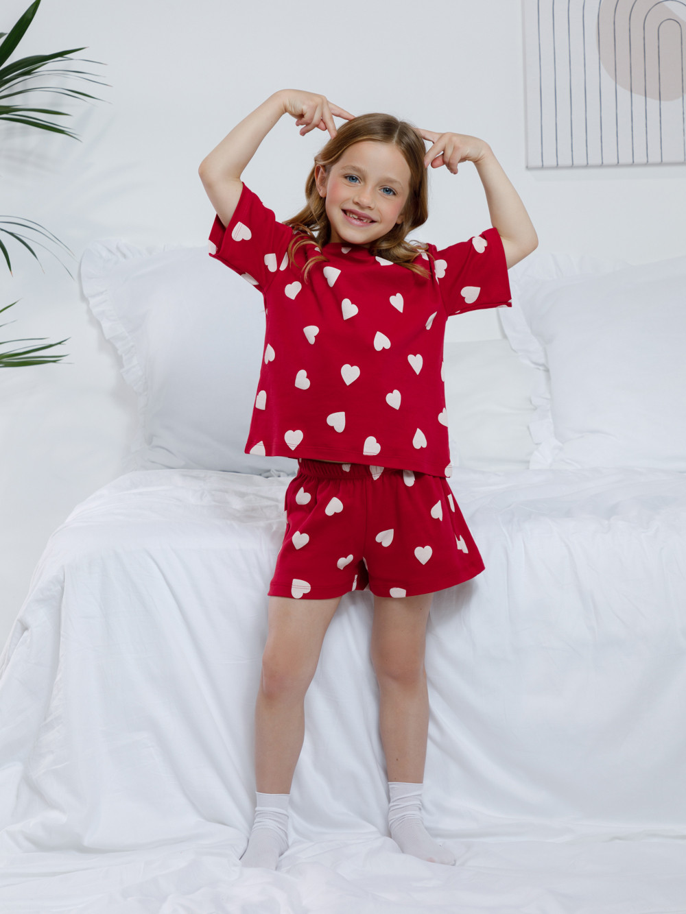 Пижама для девочки, артикул: МП 1655, цвет: красный