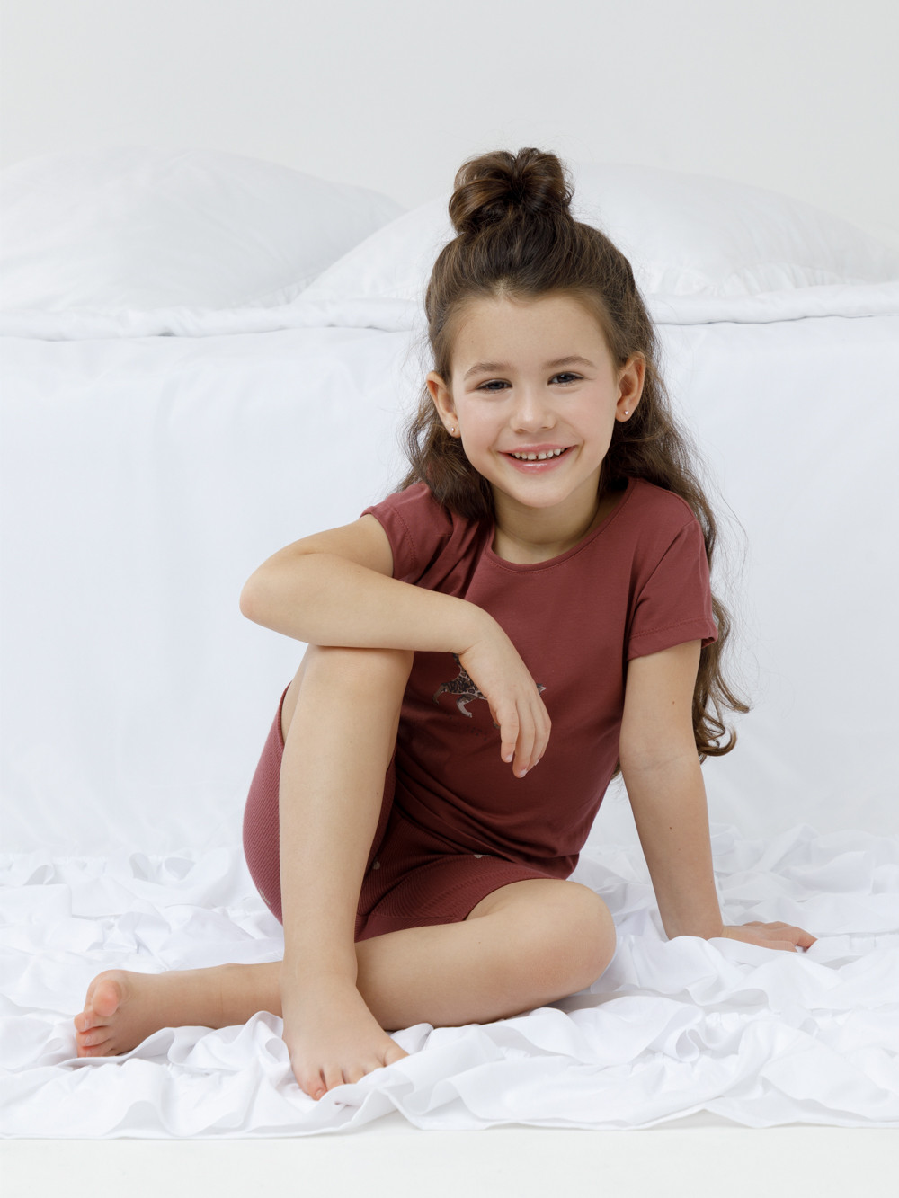 Пижама для девочки, артикул: К 1647, цвет: коричневый