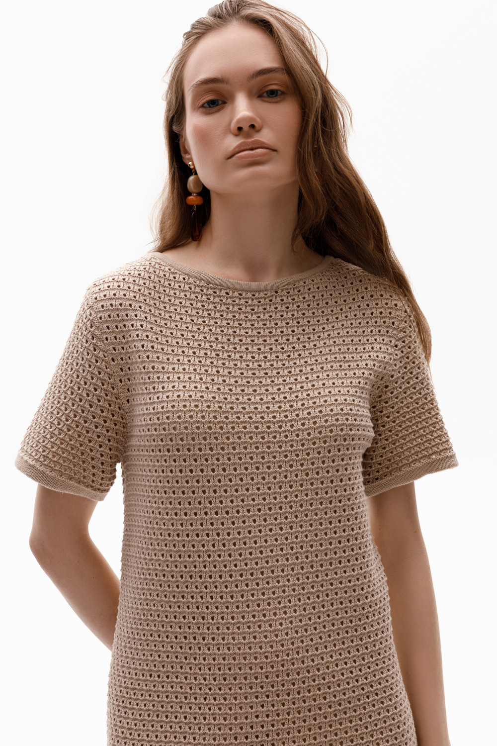 Платья женские для мам, артикул: ЕВ 527, цвет: бежевый