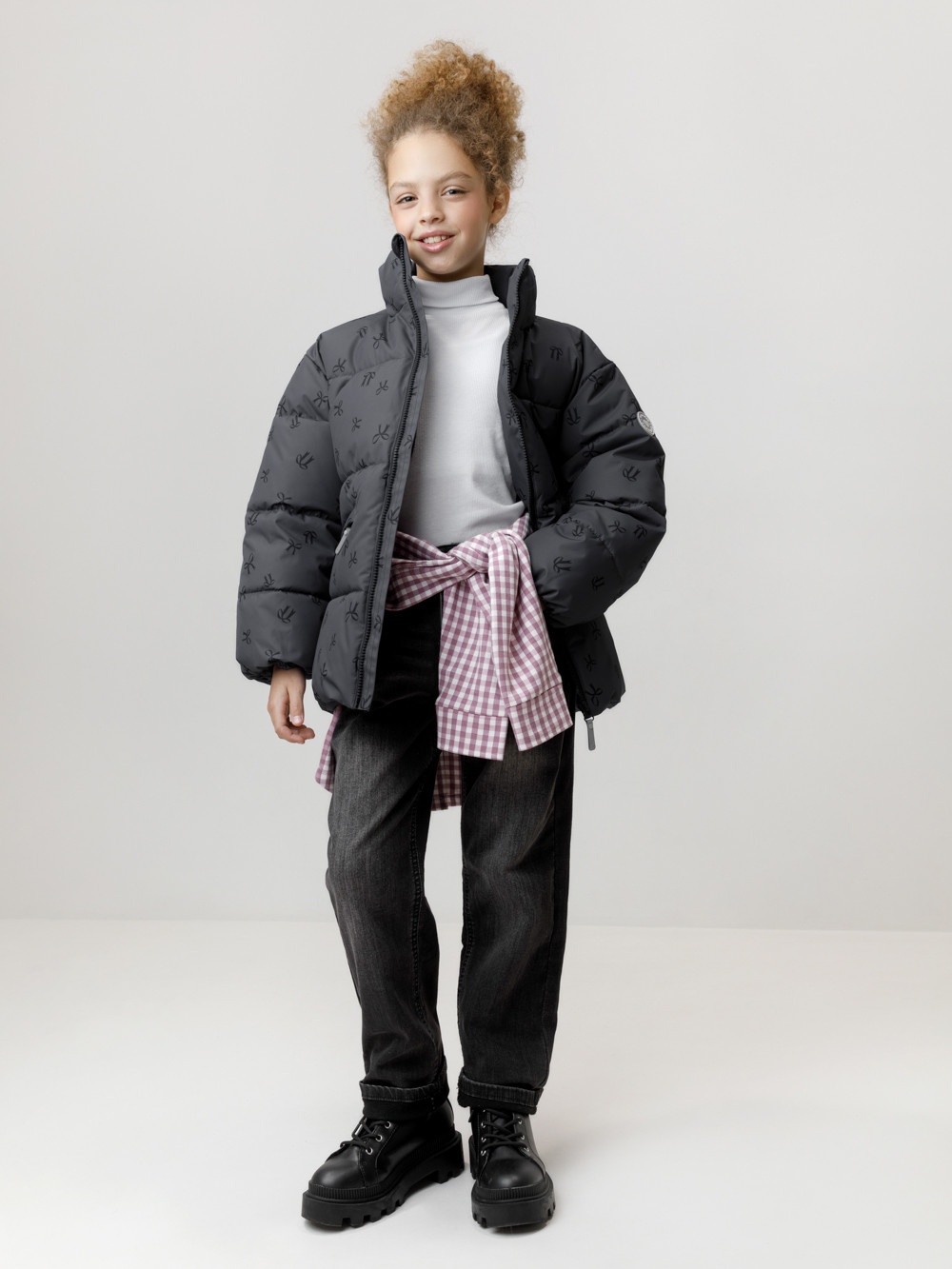 Куртка для девочки, артикул: ВК 32194/н/3 ГР, цвет: темно-серый