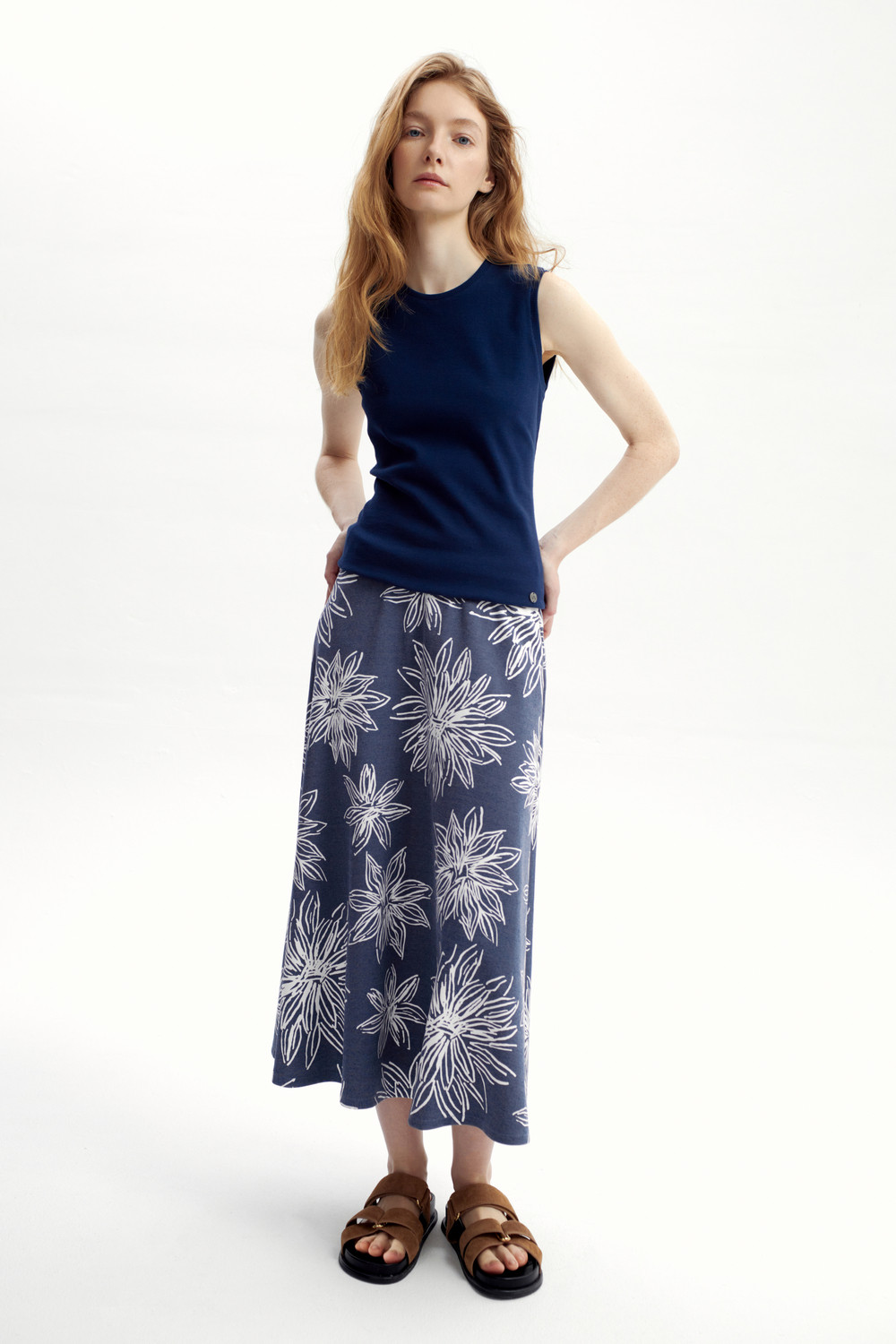 Юбки женские для мам, артикул: ЕВТ 7029, цвет: синий