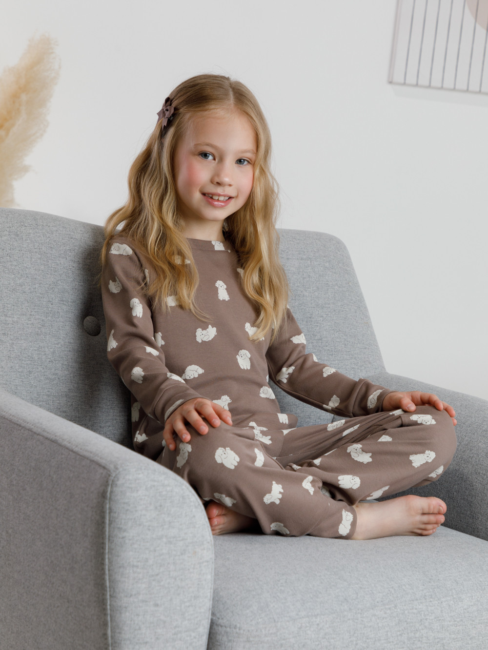 Пижама для девочки, артикул: К 1552, цвет: коричневый