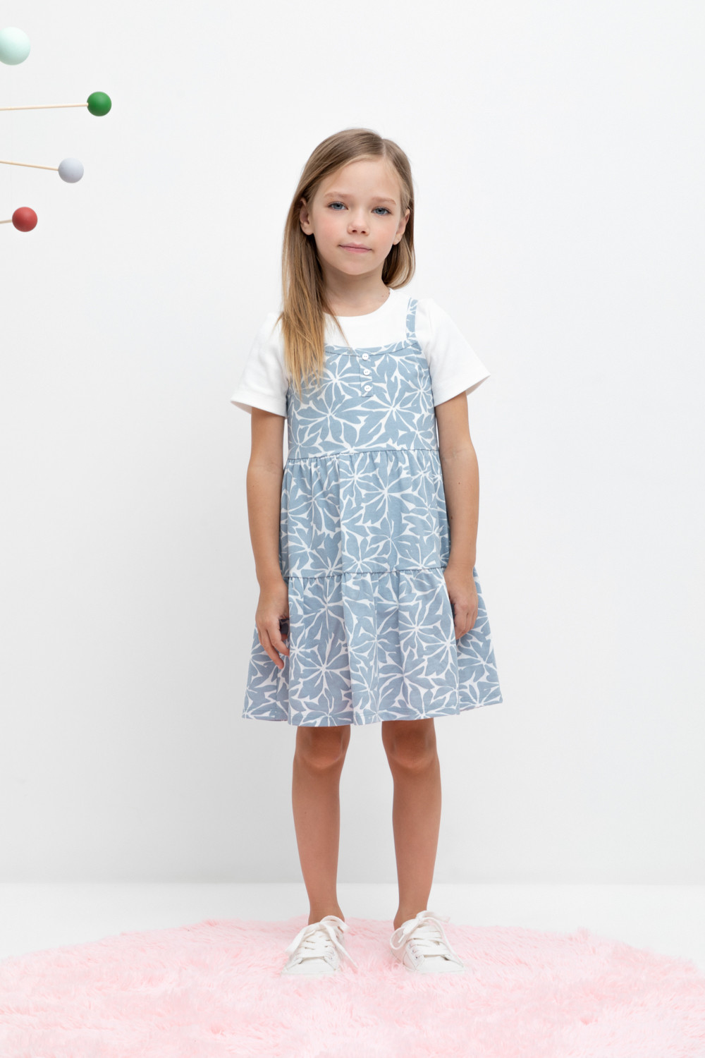 Сарафан для девочки, артикул: КР 5796, цвет: синий