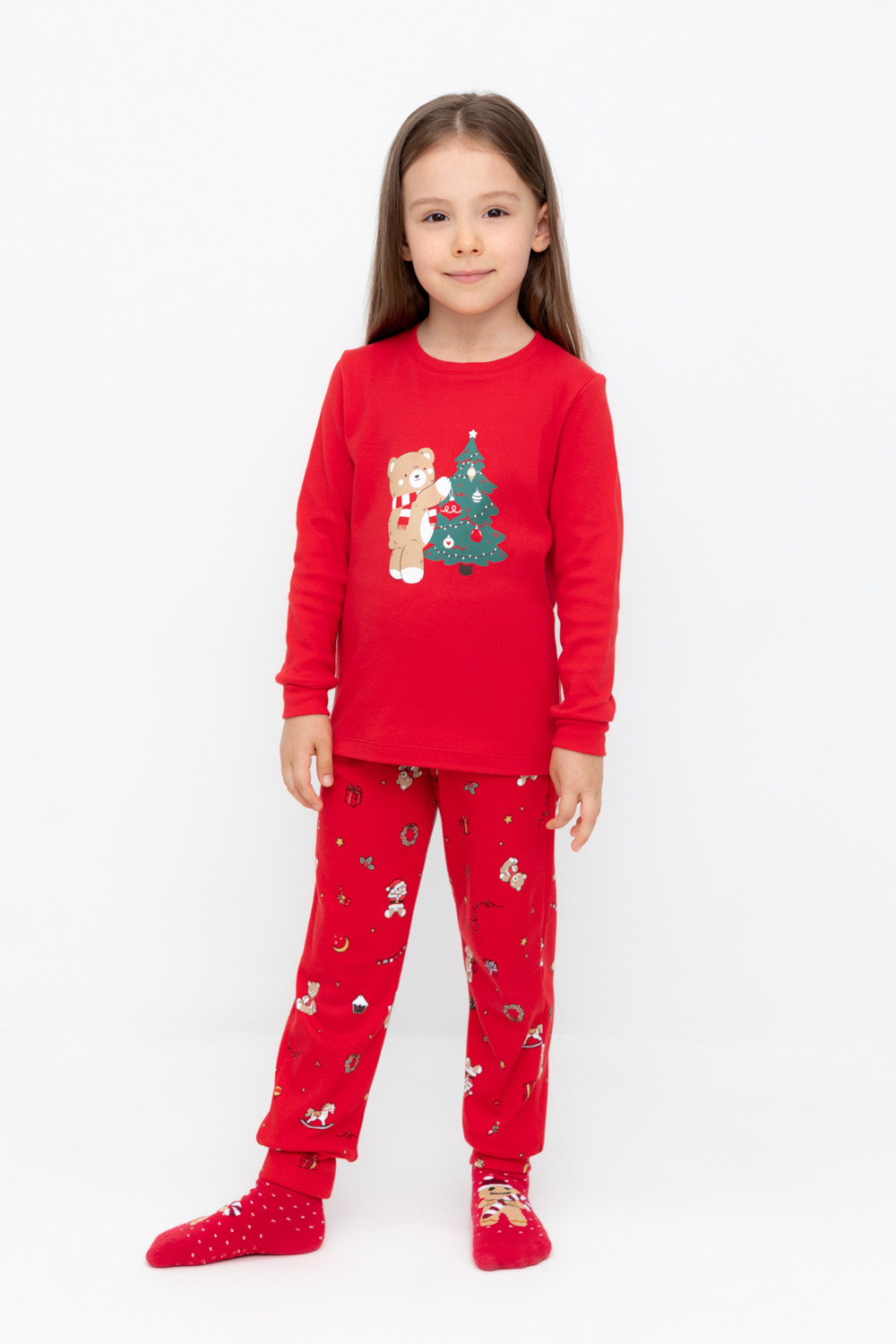 Пижама для девочки, артикул: К 1541, цвет: красный