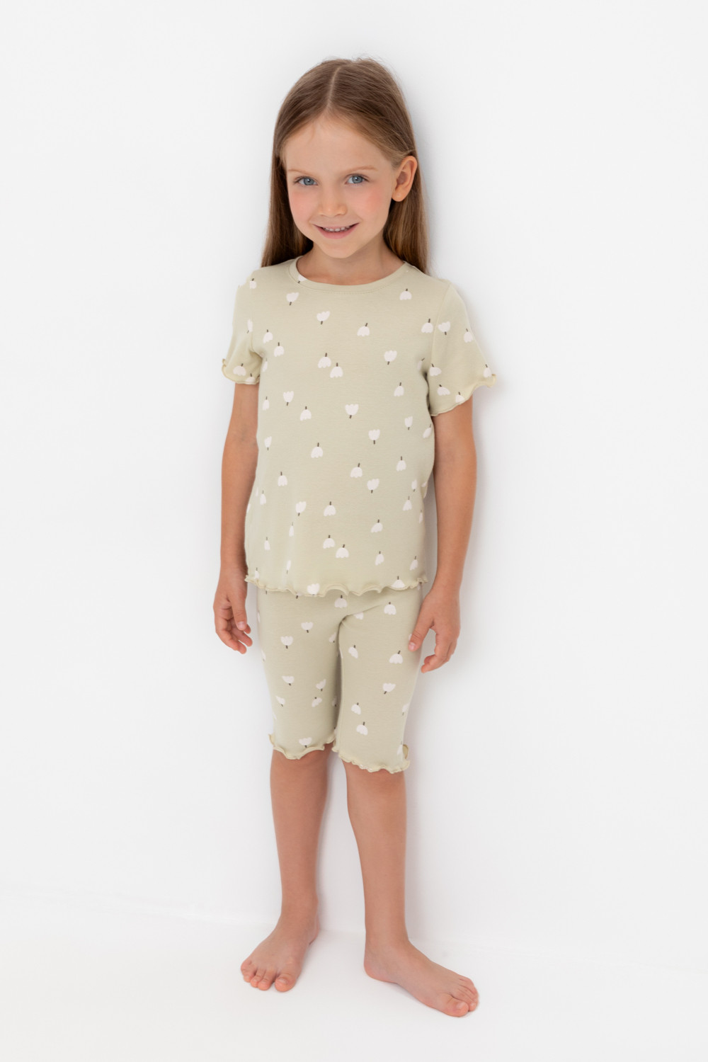 Пижама для девочки, артикул: К 1632, цвет: зеленый