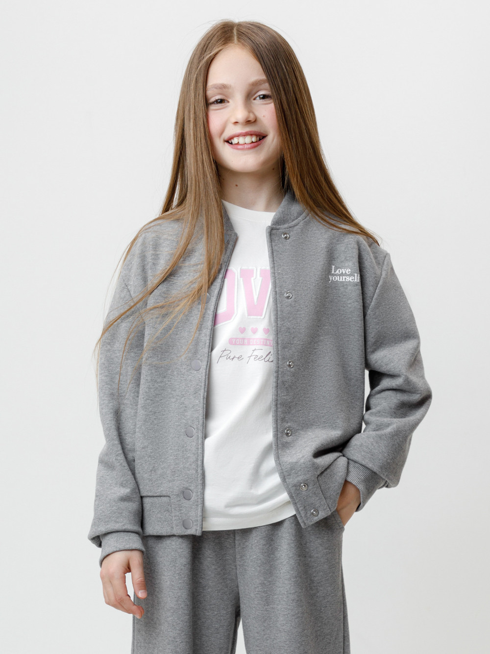 Жакет для девочки, артикул: КР 302836, цвет: серый