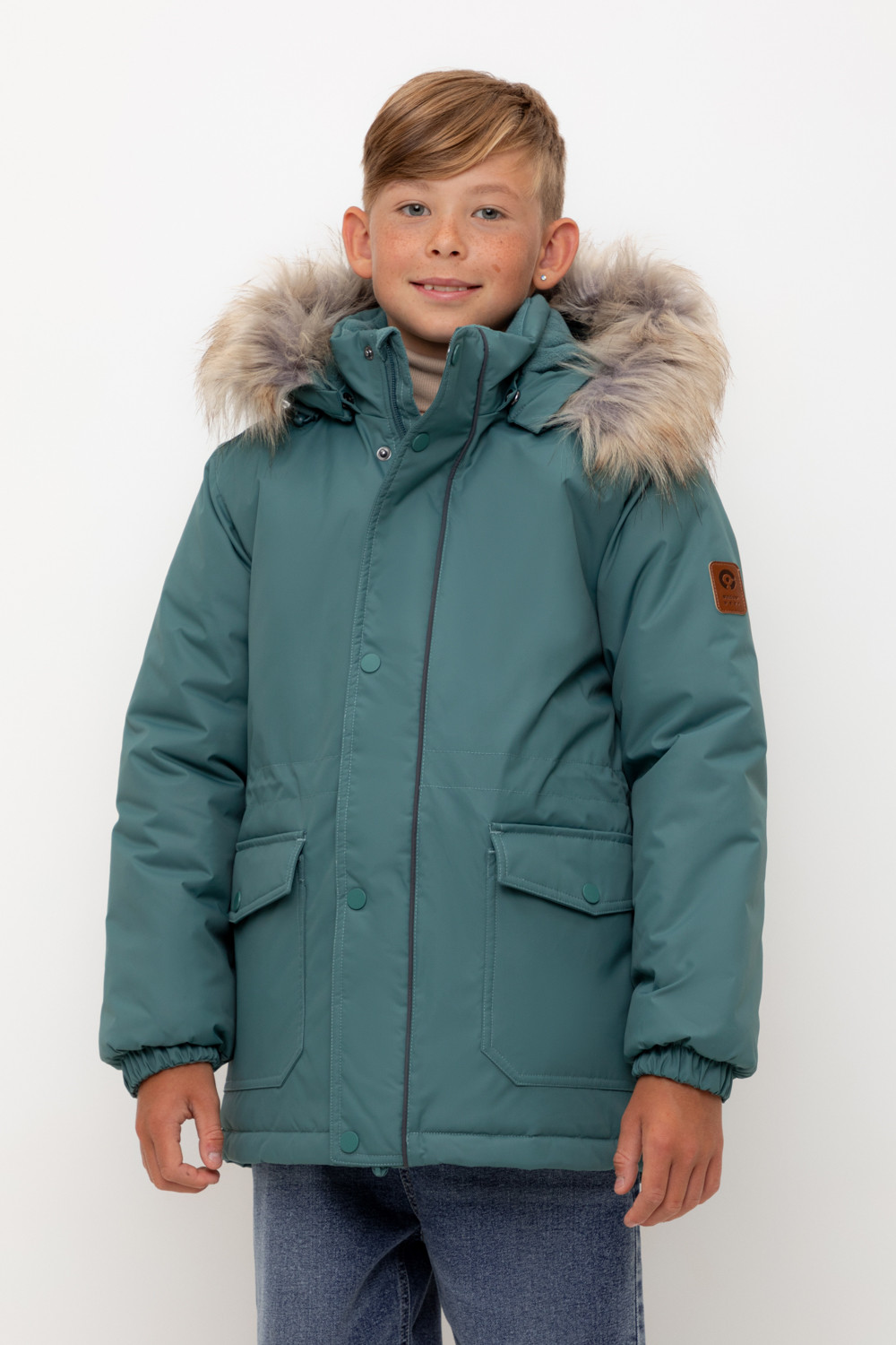 Пальто, плащи для мальчика, артикул: ВК 36096/5 УЗГ (122-158), цвет: зеленый