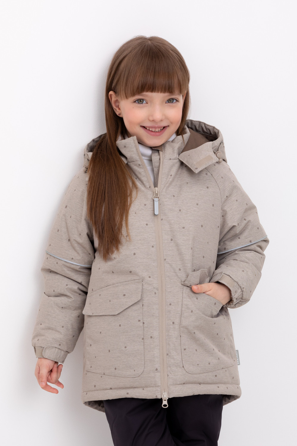 Куртка для девочки, артикул: ВК 38114/н/1 ГР, цвет: светло-бежевый
