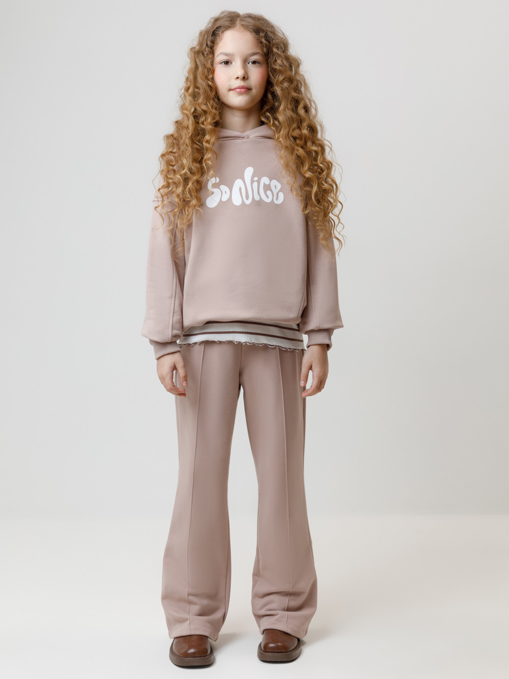 Брюки для девочки, артикул: КР 400846, цвет: кофейный