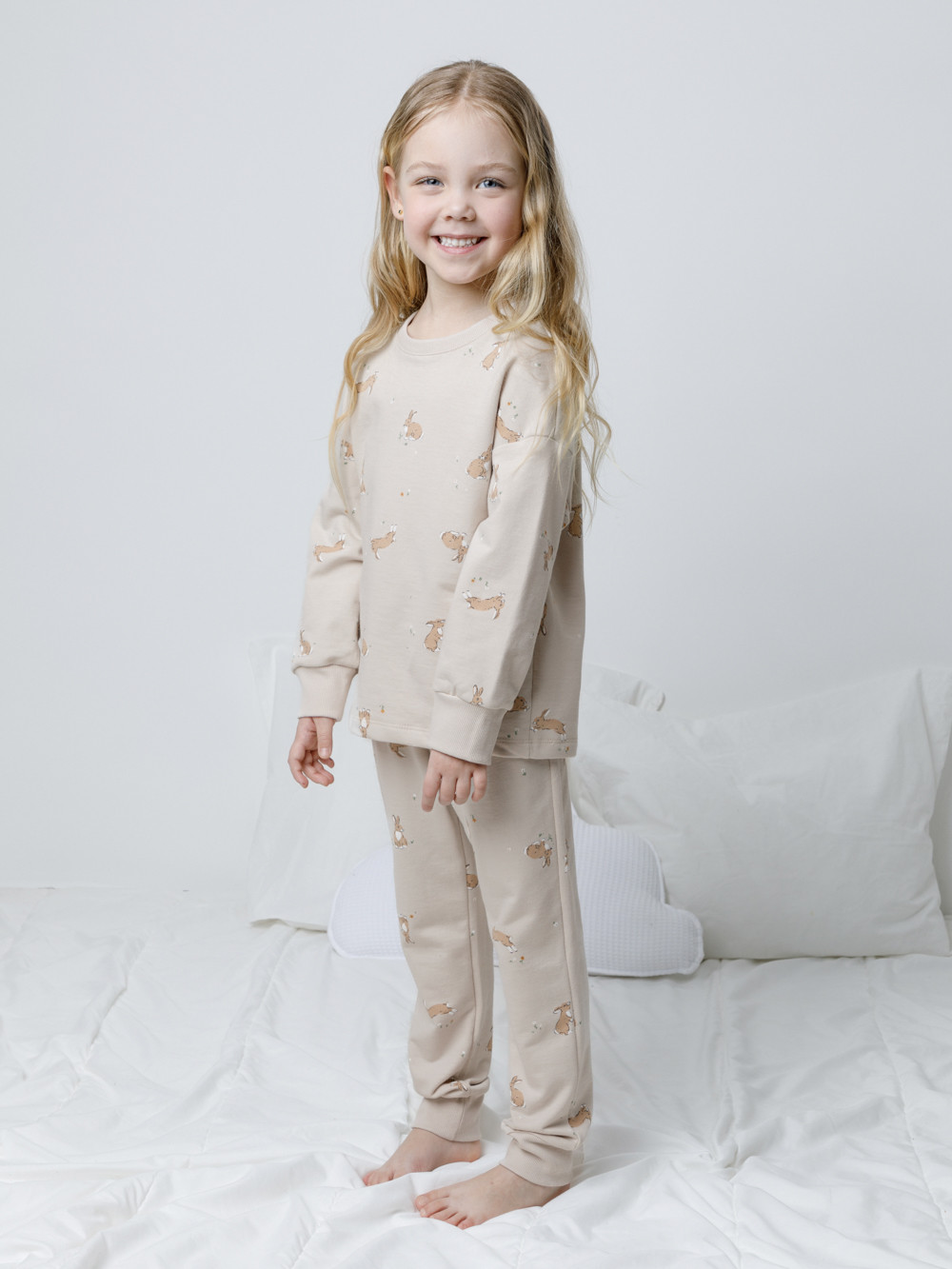 Пижама для девочки, артикул: КП 1611, цвет: бежевый