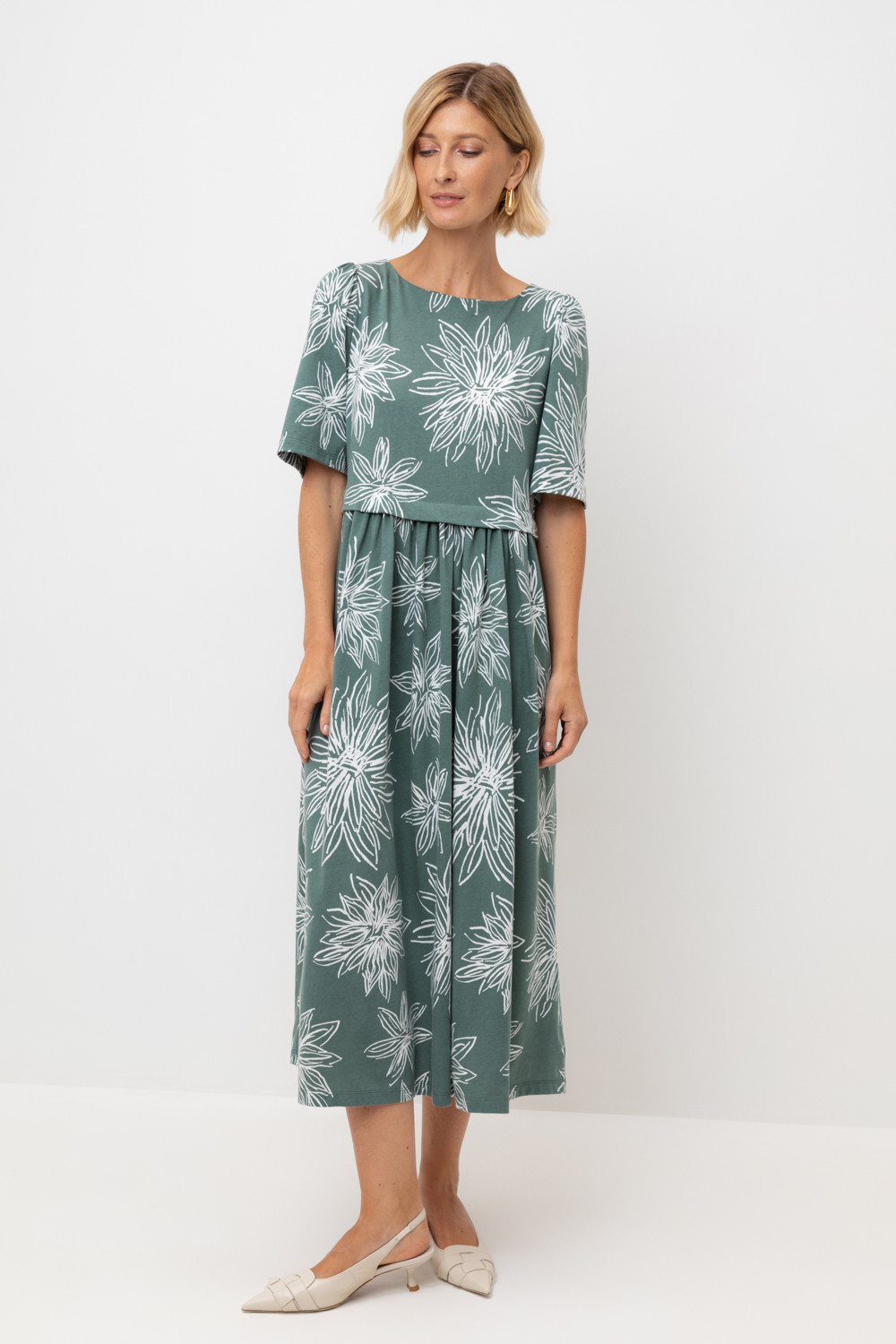 Платья женские для мам, артикул: ЕВТ 5090, цвет: зеленый