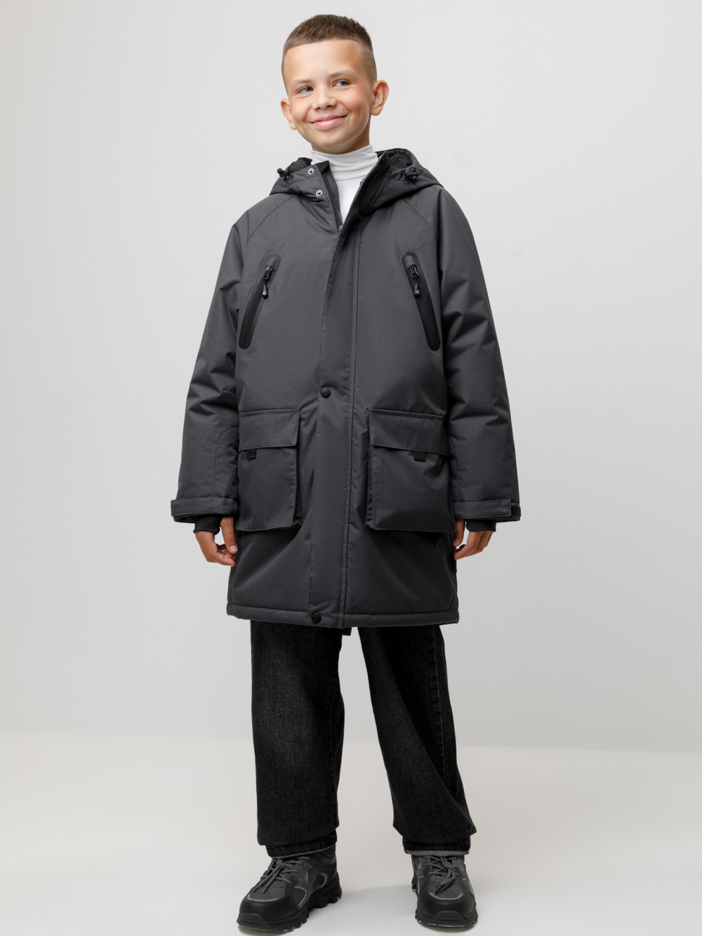 Пальто, плащи для мальчика, артикул: ВК 36112/1 ГР, цвет: темно-серый