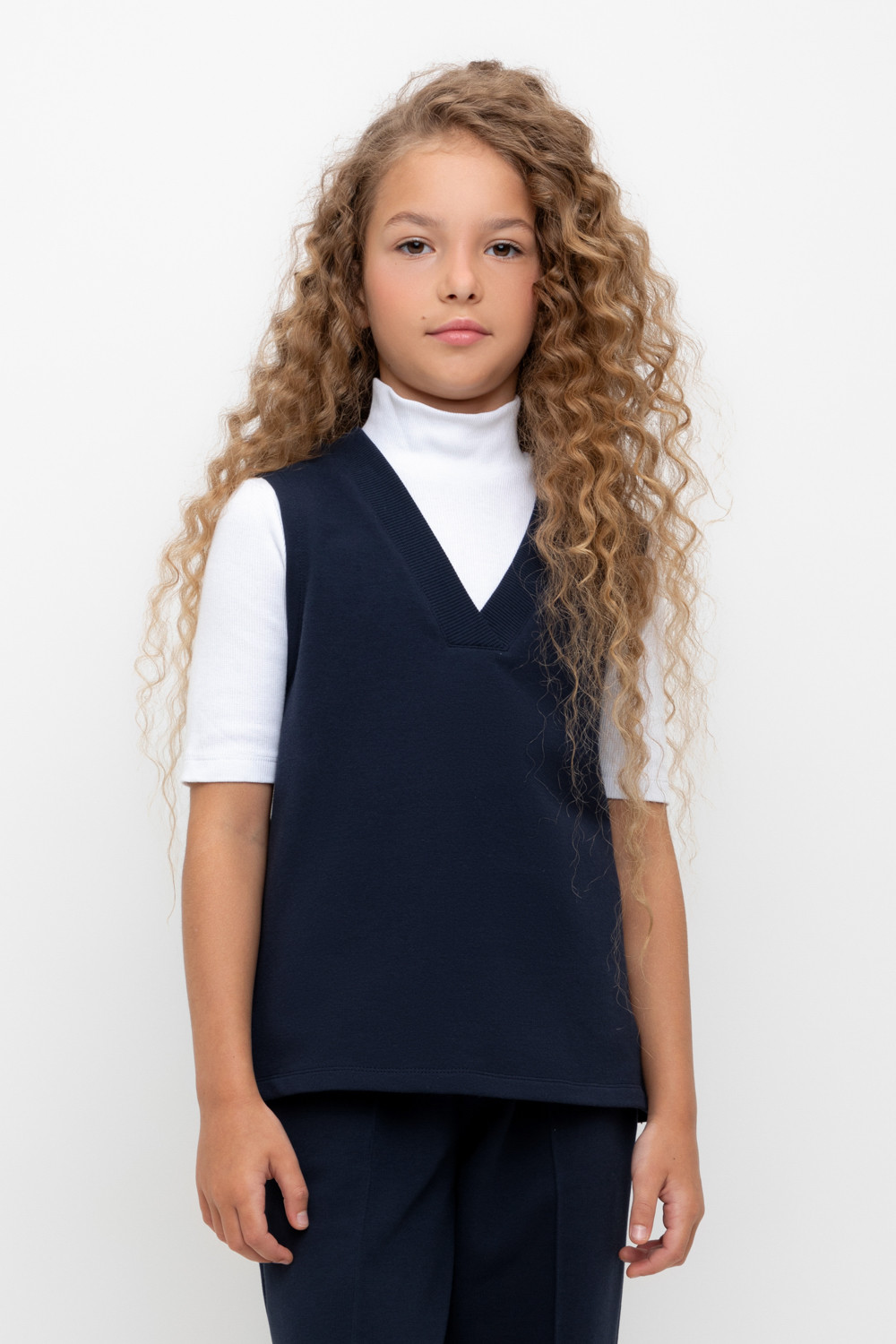 Жилеты для девочки, артикул: К 302490/1, цвет: синий