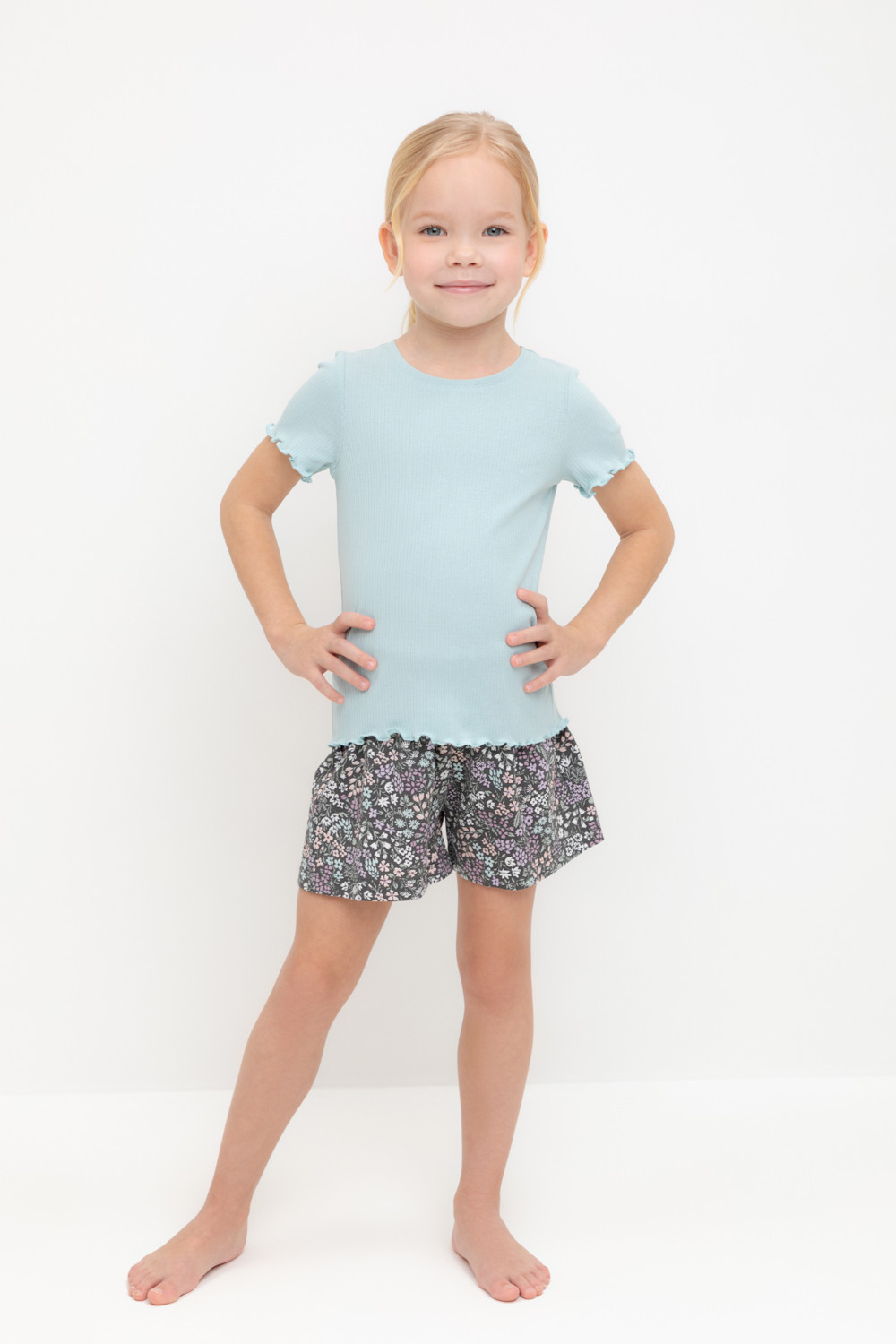 Пижама для девочки, артикул: К 1596, цвет: голубой