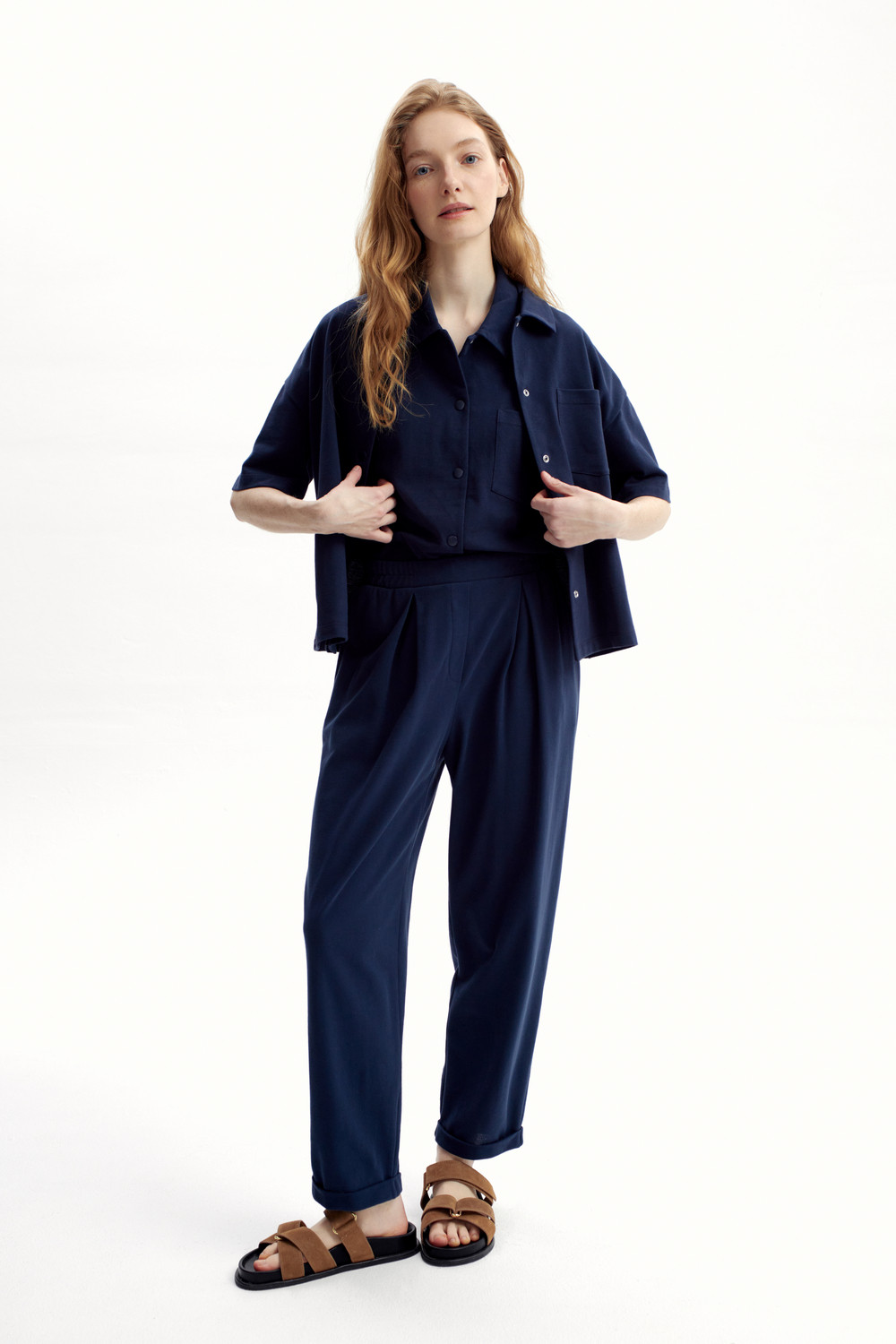 Брюки женские для мам, артикул: ЕВТ 4132, цвет: синий