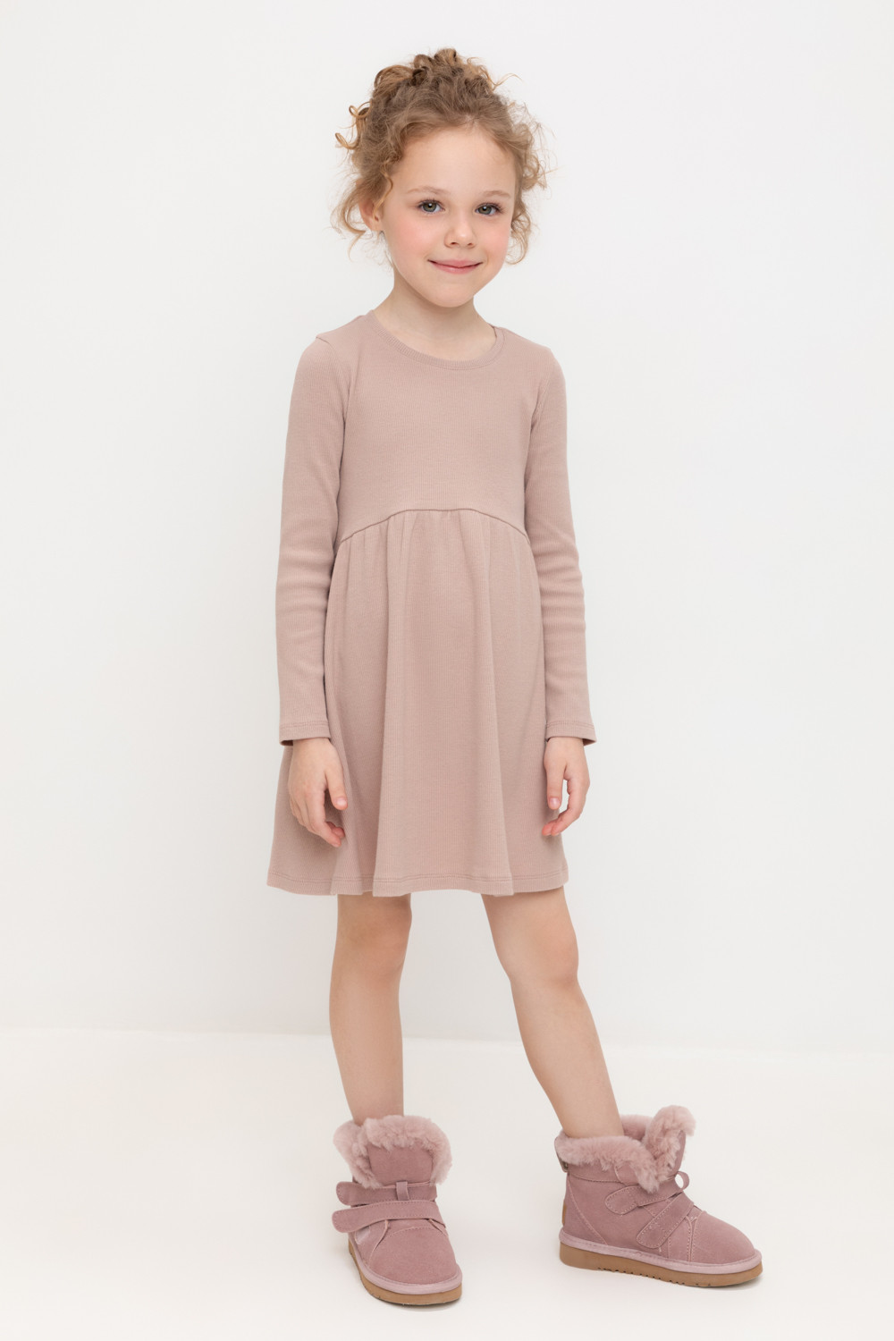 Платье для девочки, артикул: КР 5901, цвет: кофейный