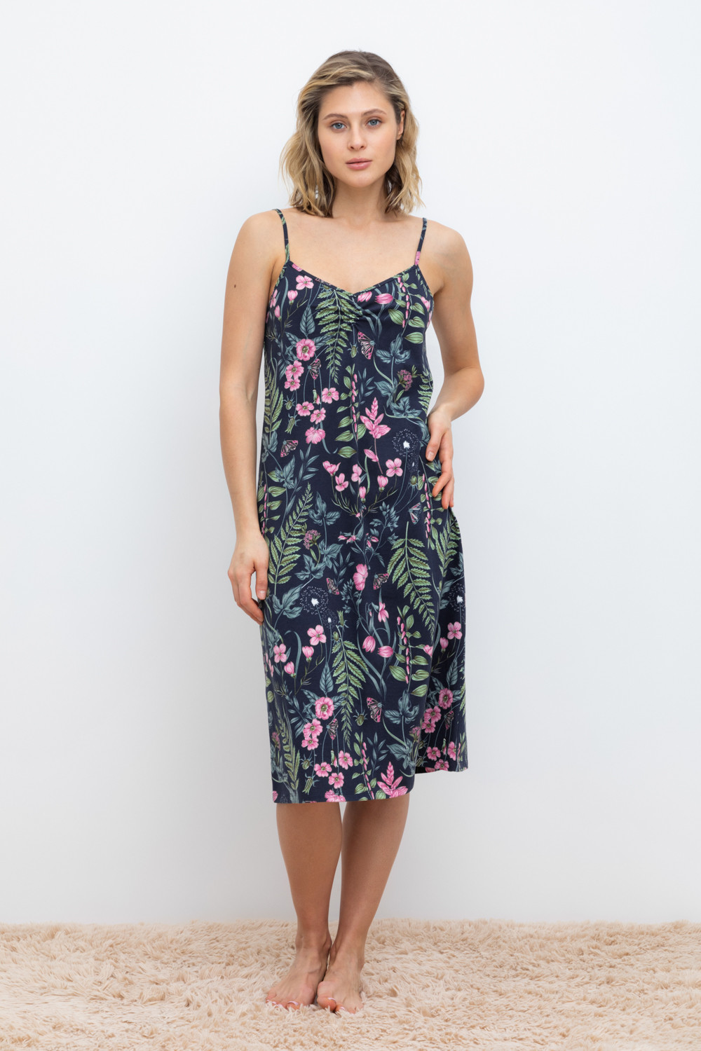 Сорочки ночные женские для мам, артикул: Е 10008, цвет: синий