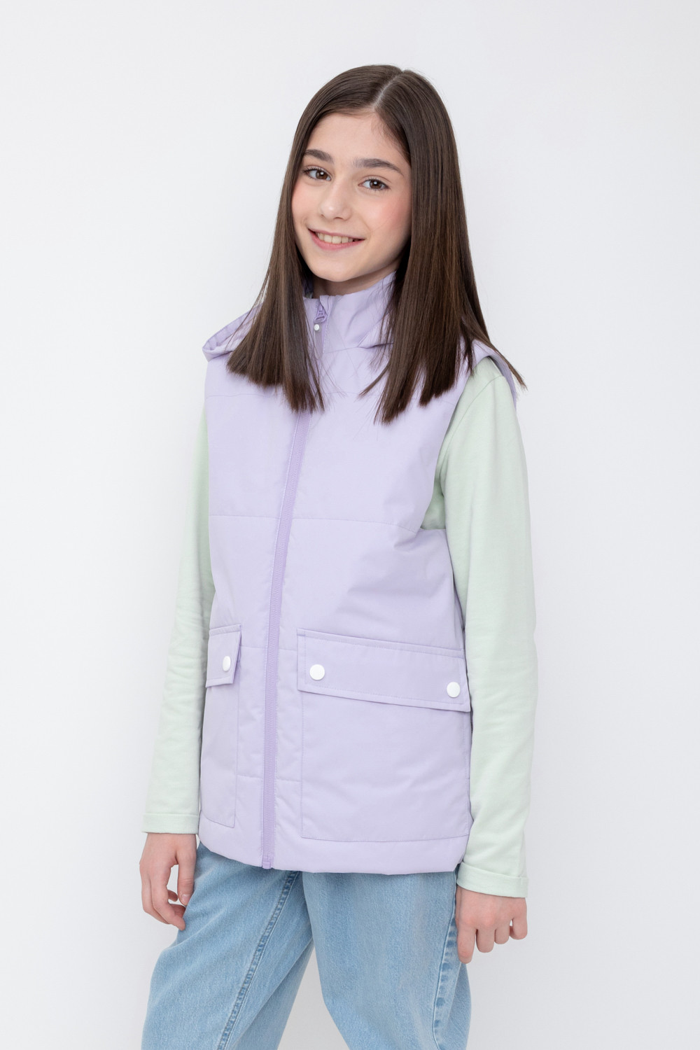 Жилет для девочки, артикул: ВК 35011/8 ГР, цвет: фиолетовый