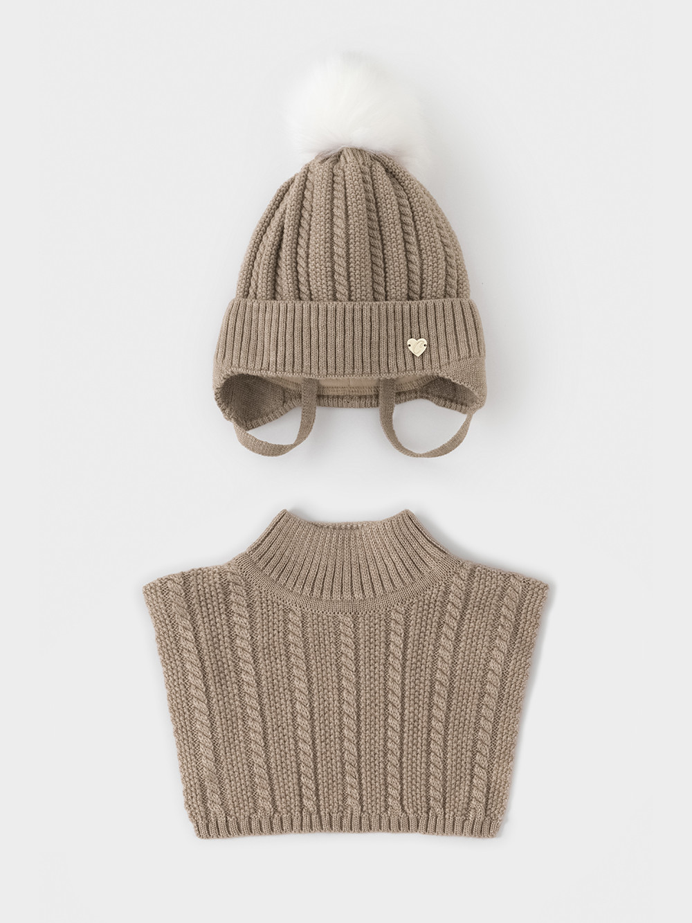 Комплект вязаный для девочки, артикул: КВ 22013/ш, цвет: бежевый